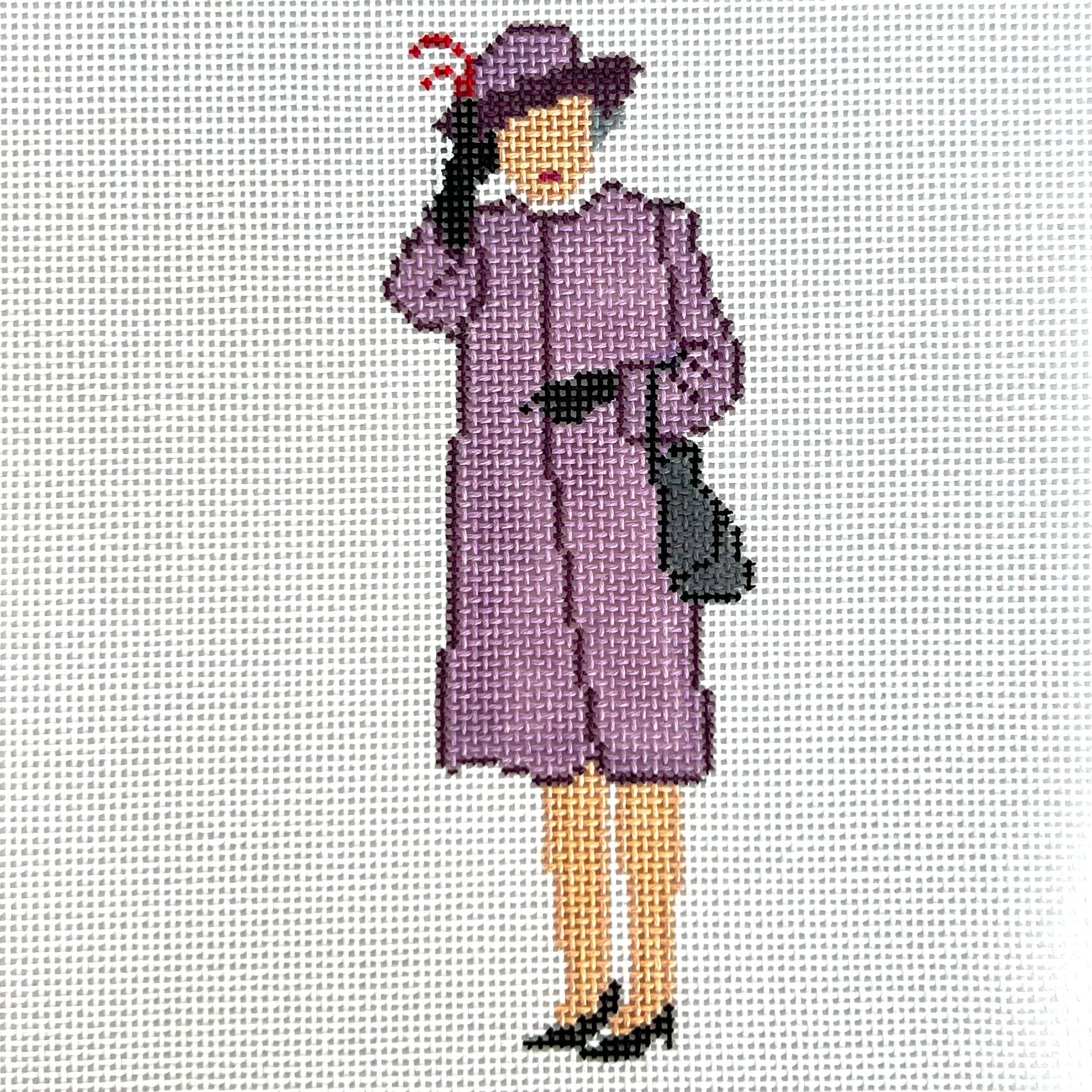Queen Elizabeth Waving in Purple Canvas