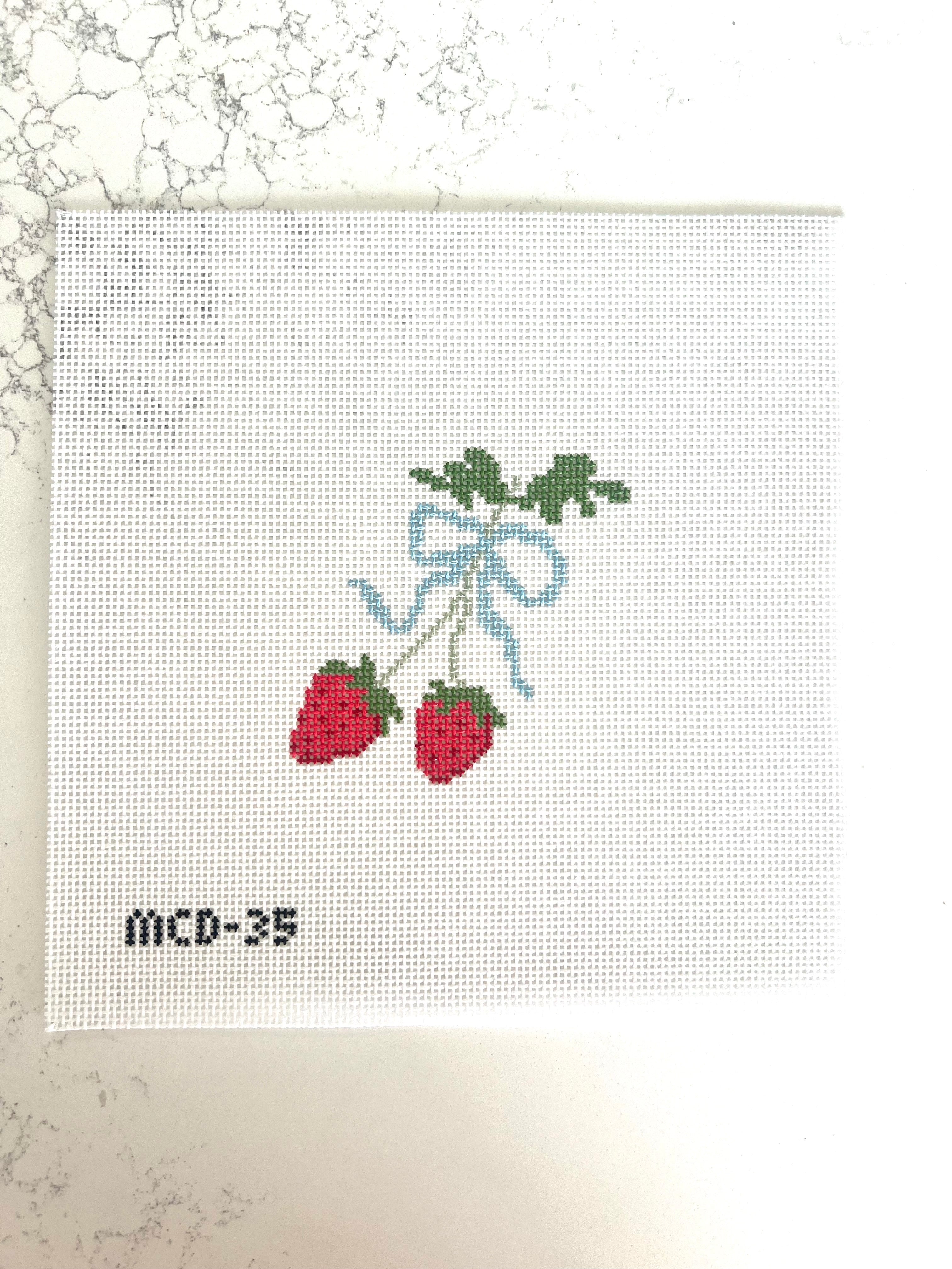 Blue Bow Strawberries Canvas