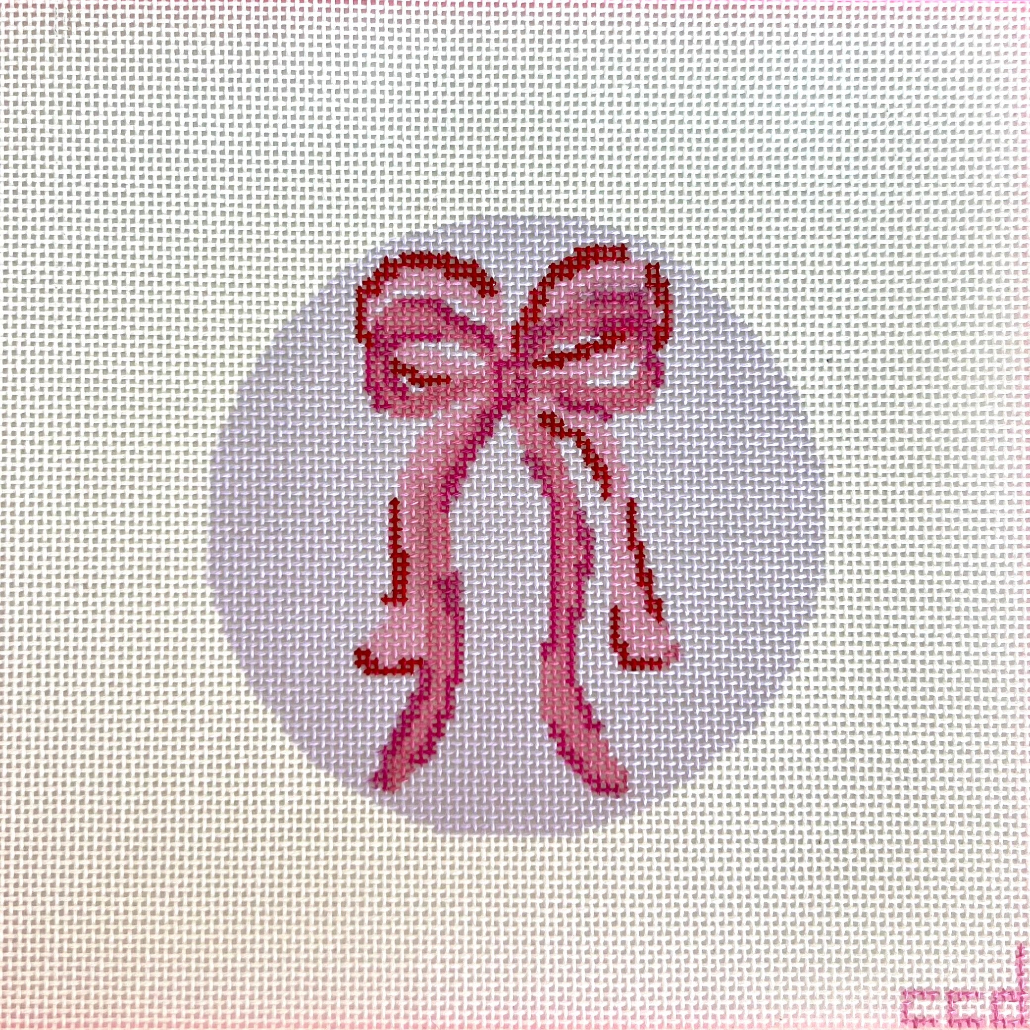 Pink Bow Round Canvas
