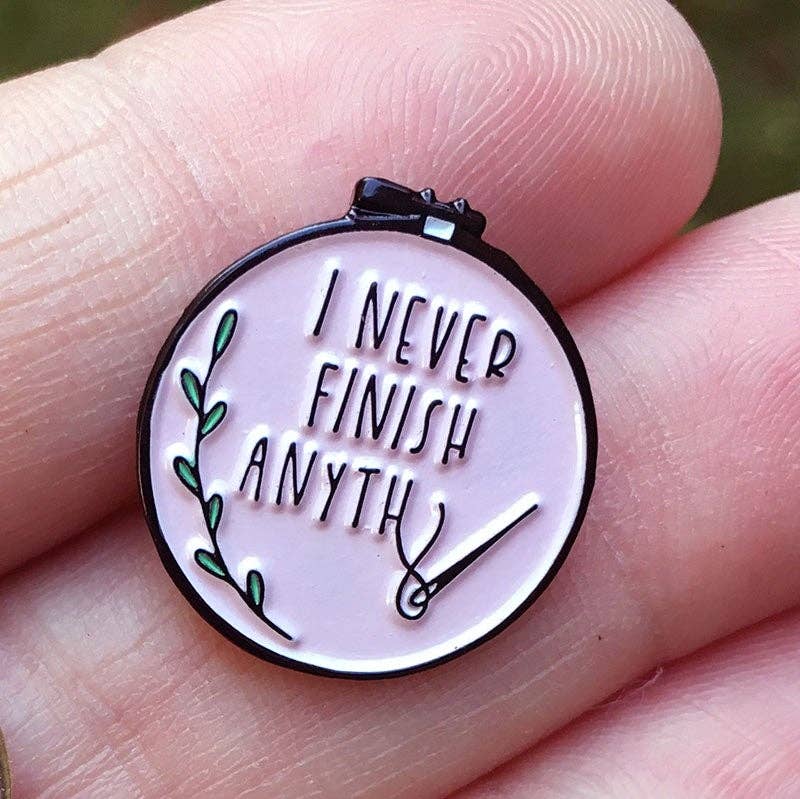 Pink "I Never Finish Anythin..." Needle Minders