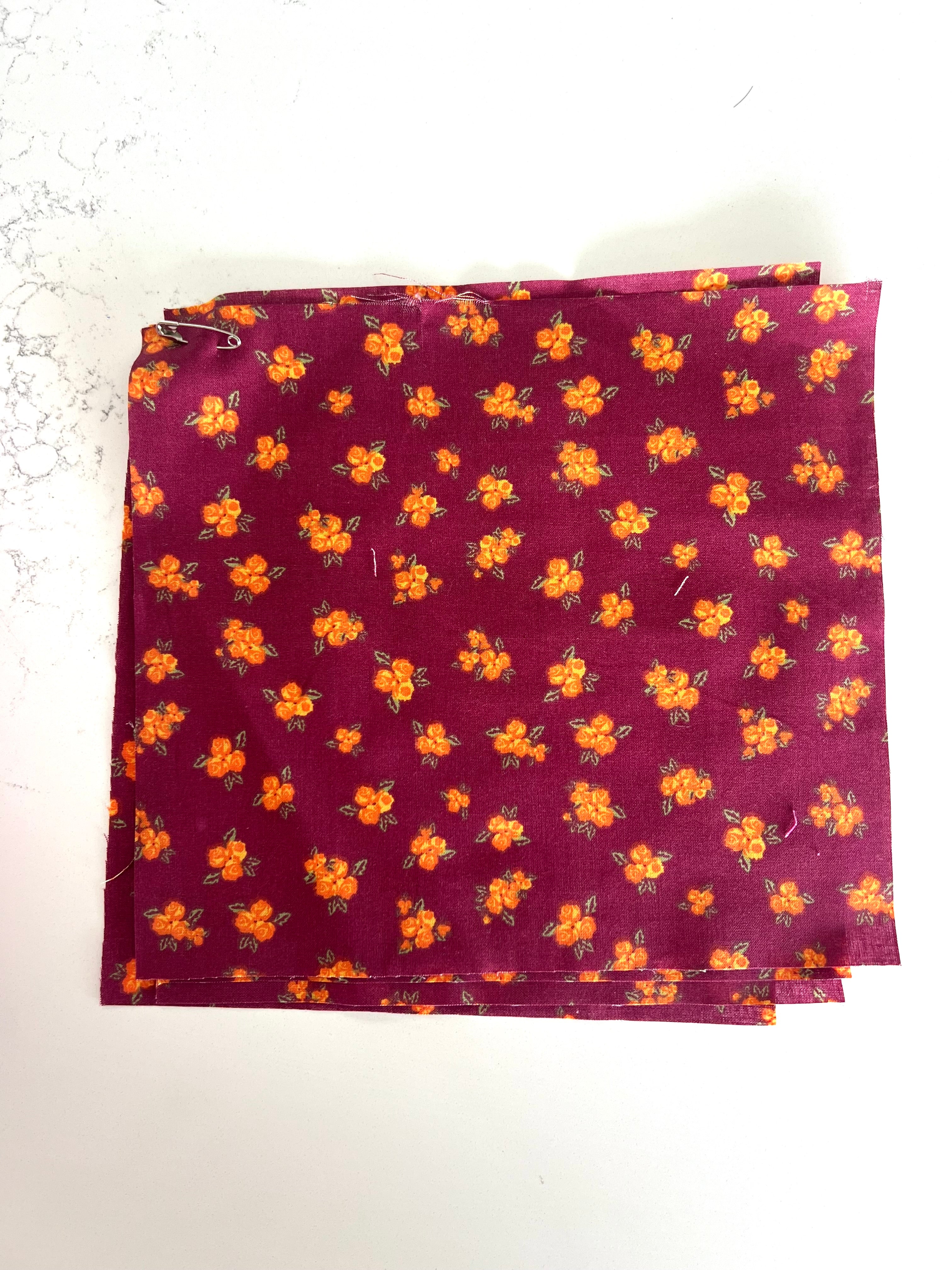 Burgundy + Orange Floral Print 8x8" Fabric Swatch