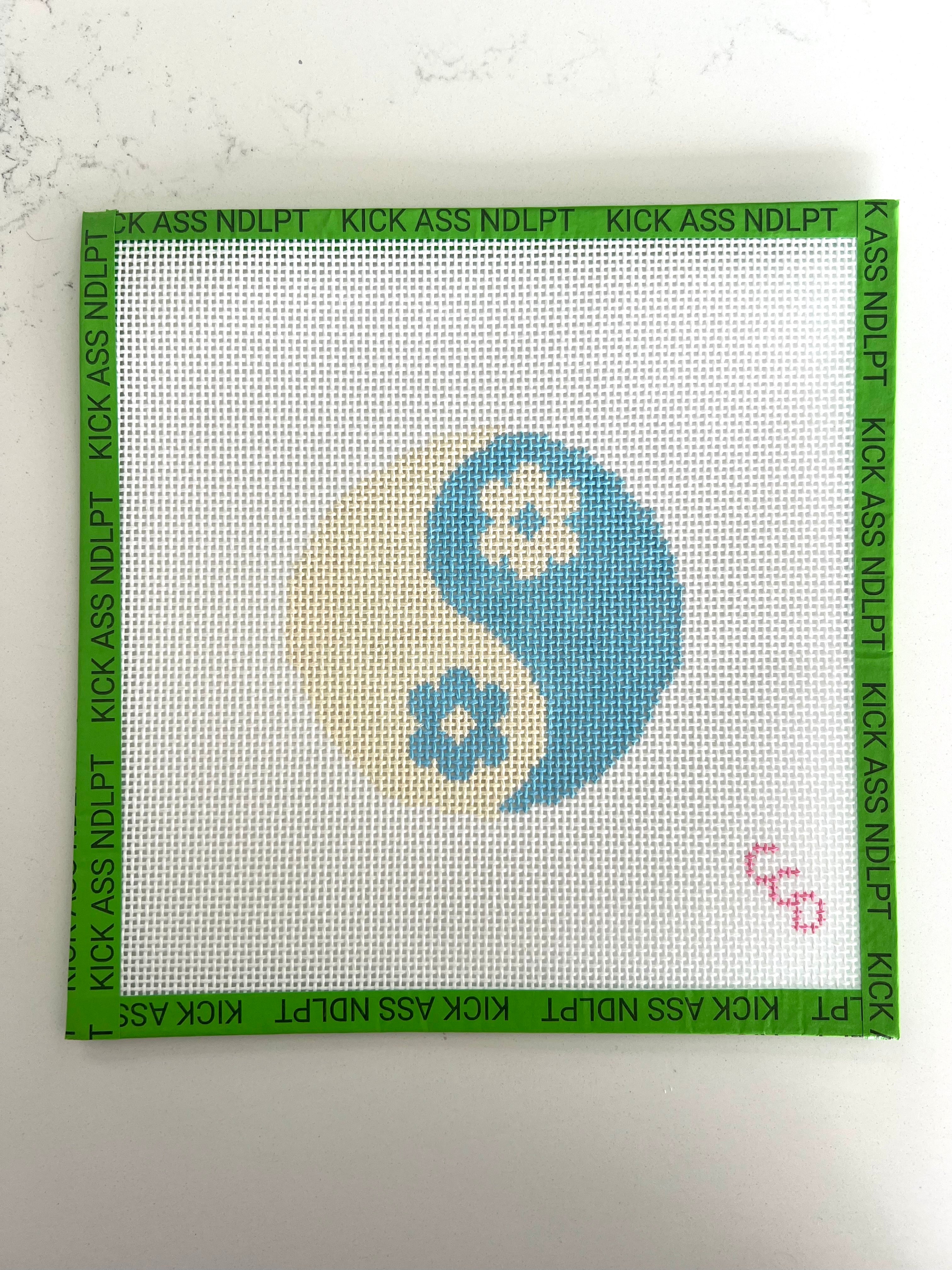 Blue Flower Yin Yang Canvas
