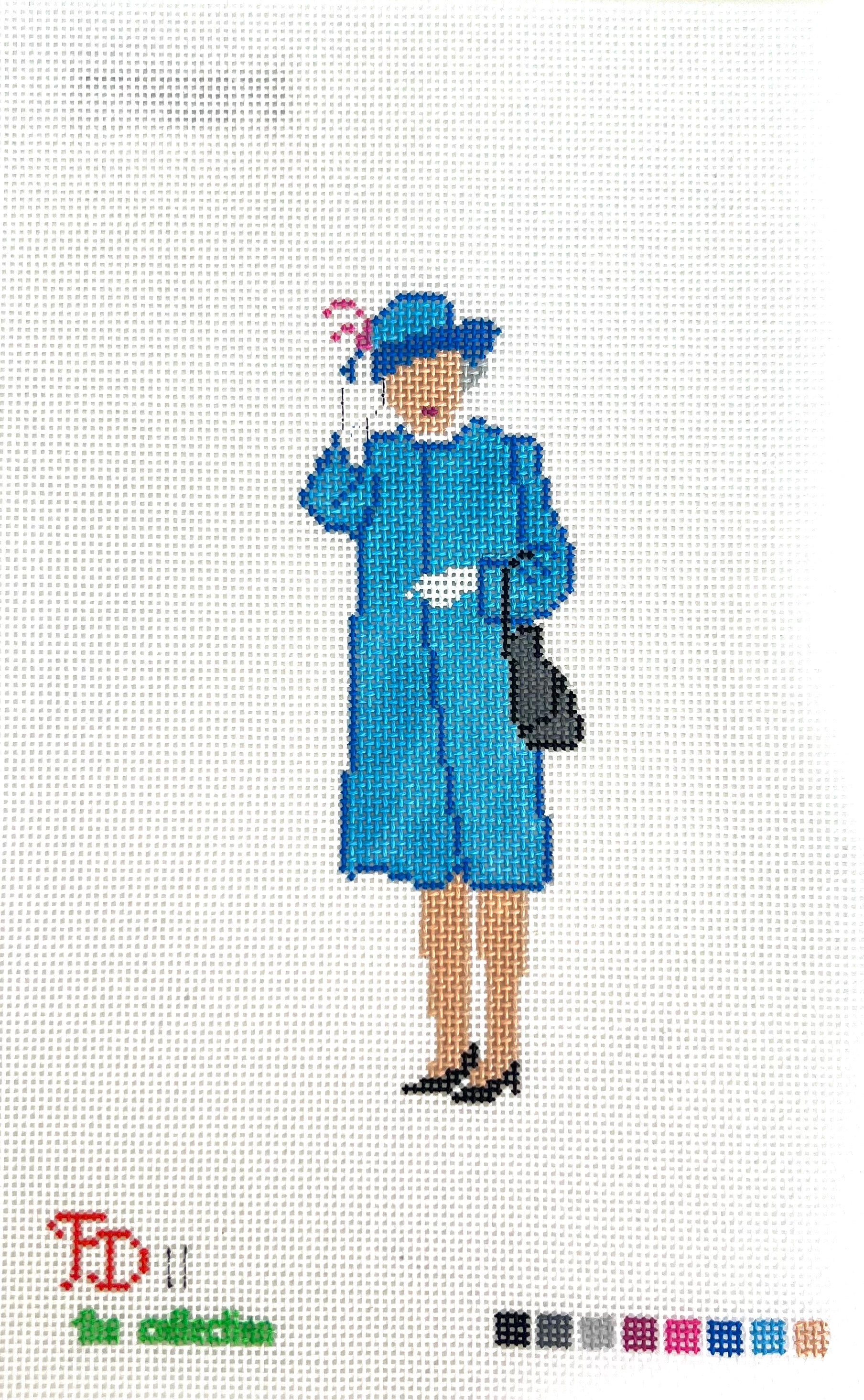 Queen Elizabeth Waving in Blue Canvas