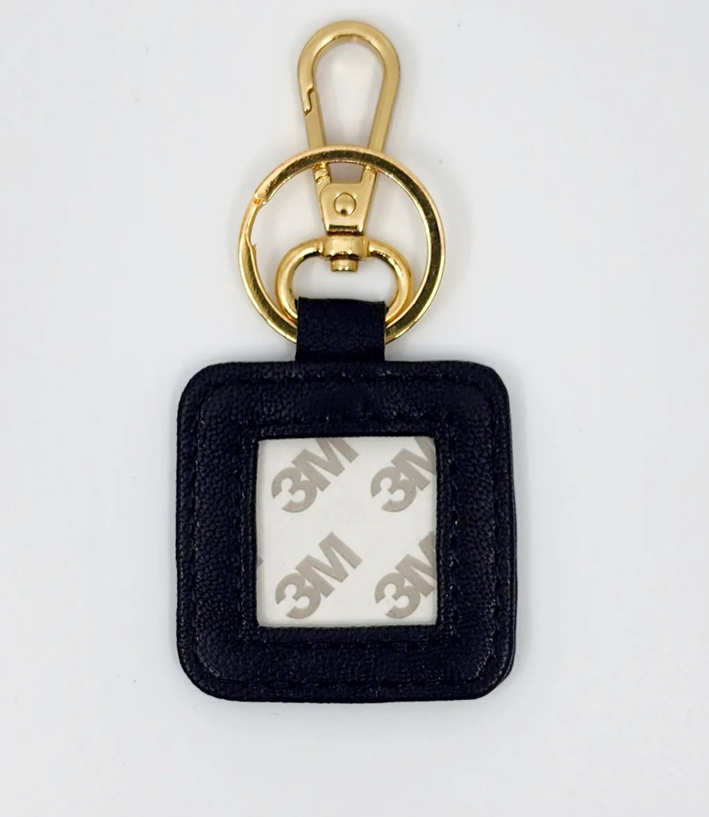 Black Square Leather Key Fob
