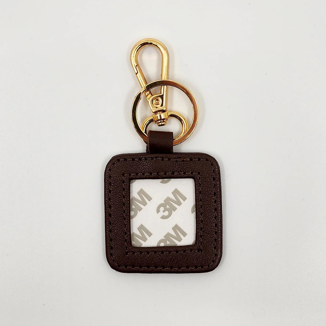 Brown Square Leather Key Fob