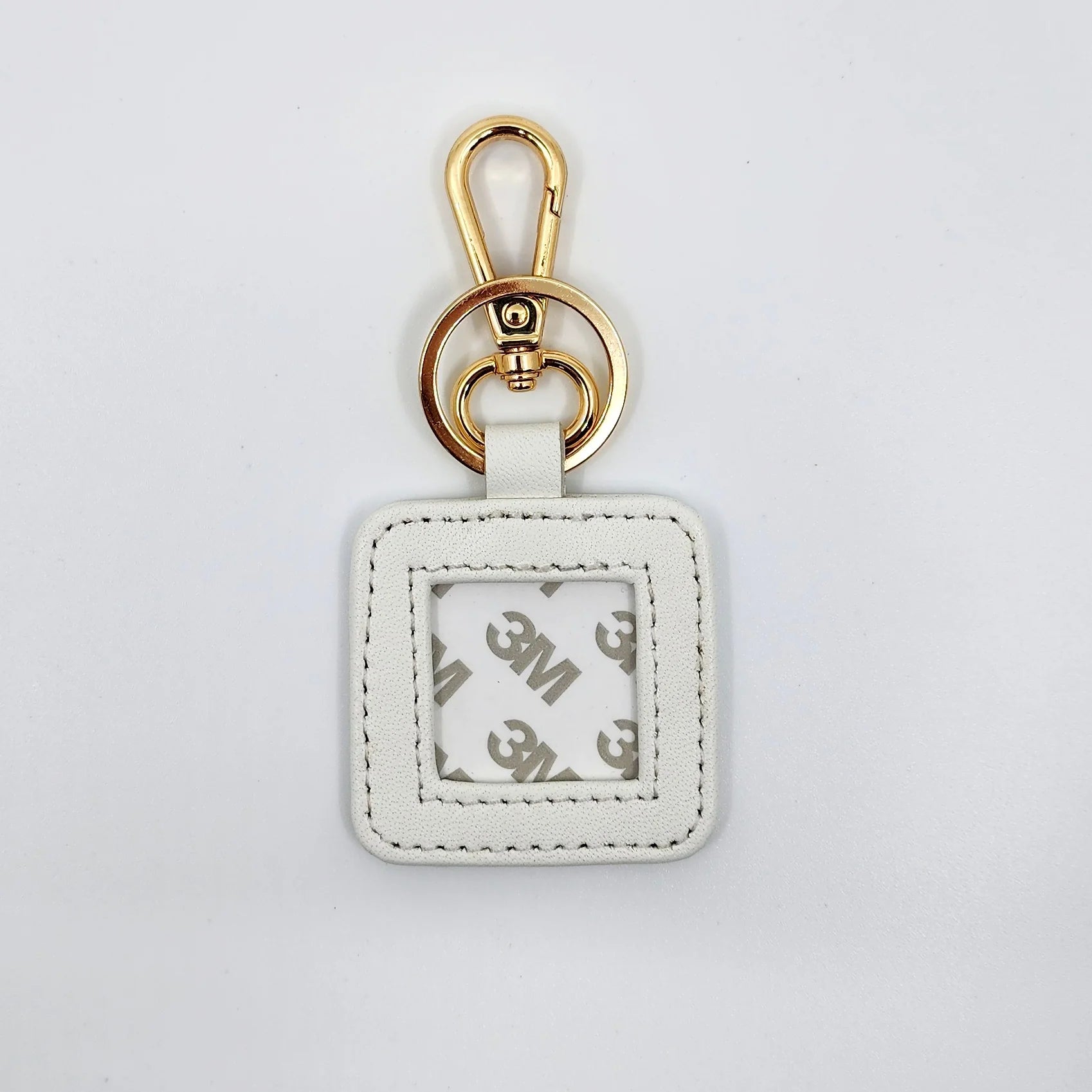 White Square Leather Key Fob