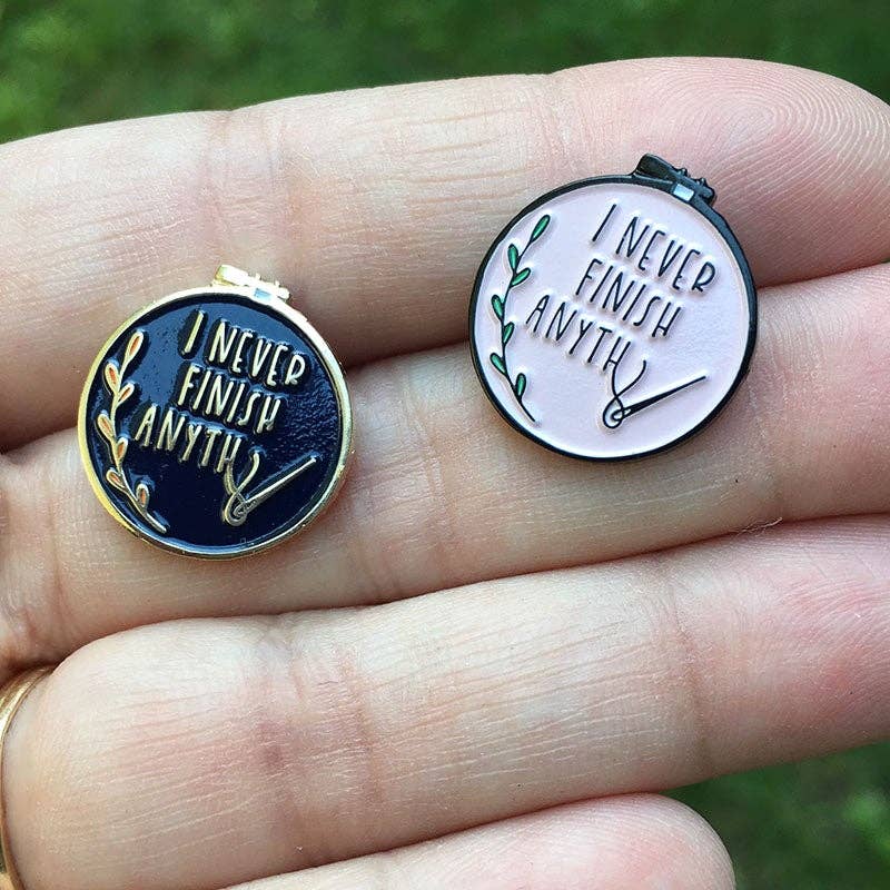 Pink "I Never Finish Anythin..." Needle Minders