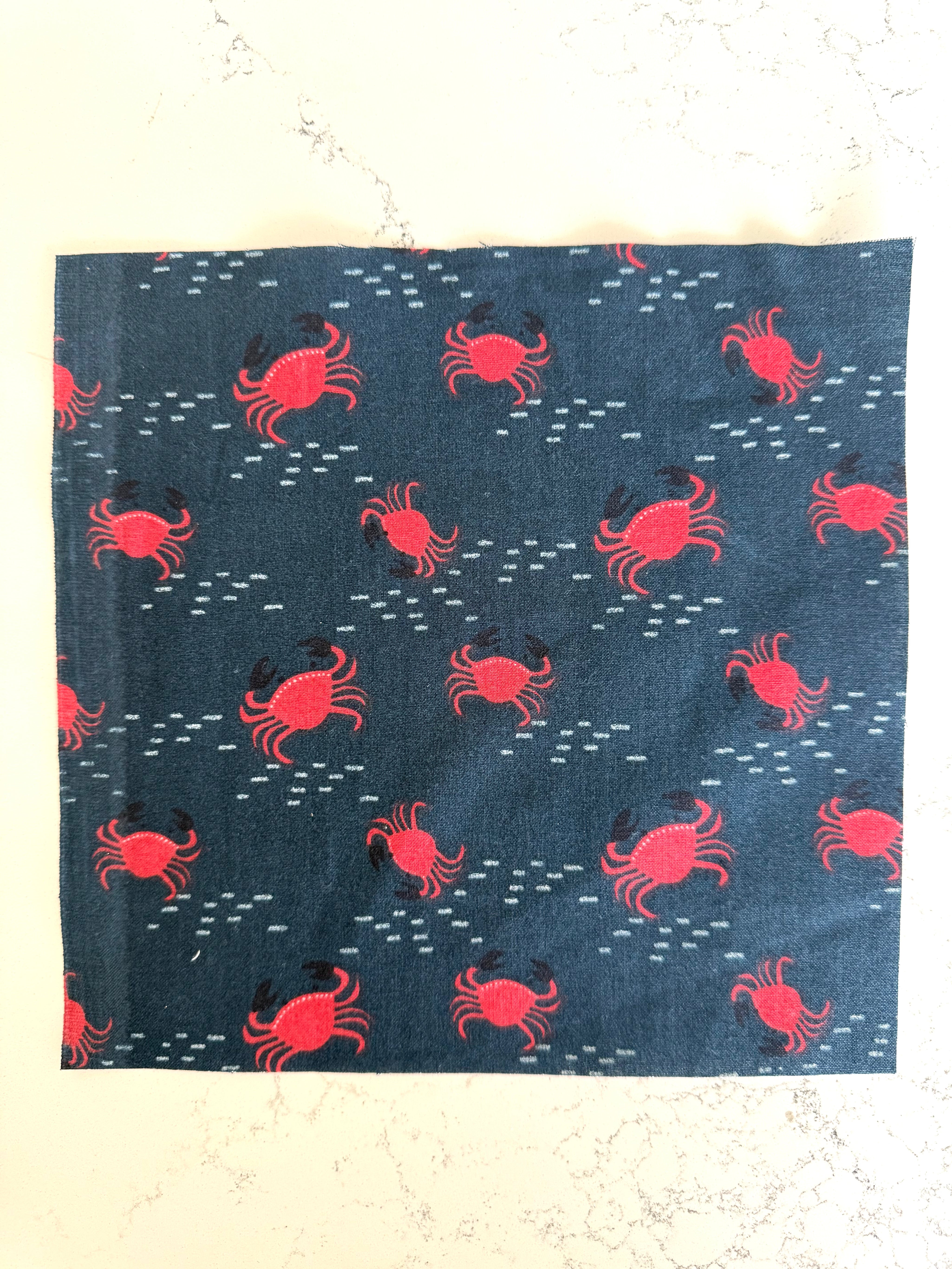 Navy Crab Print 8x8 Fabric Square