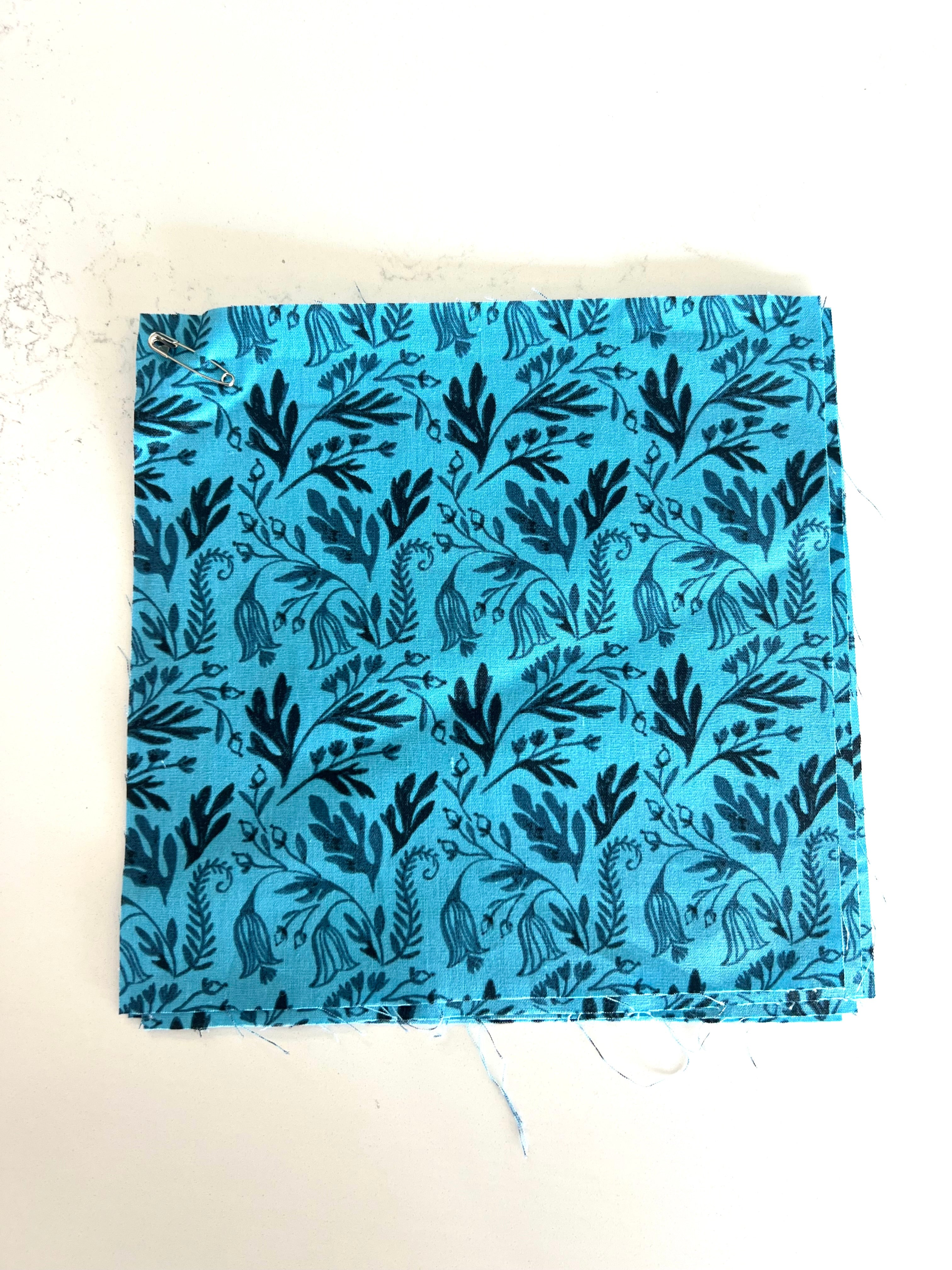 Courtney Blue Floral Print 8x8" Fabric Swatch