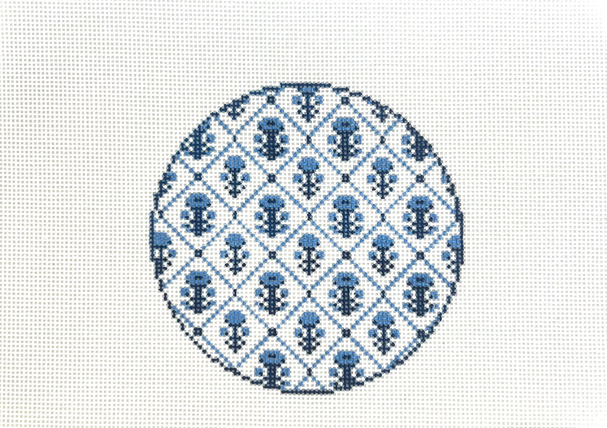 Maggie Blue Floral Round Canvas