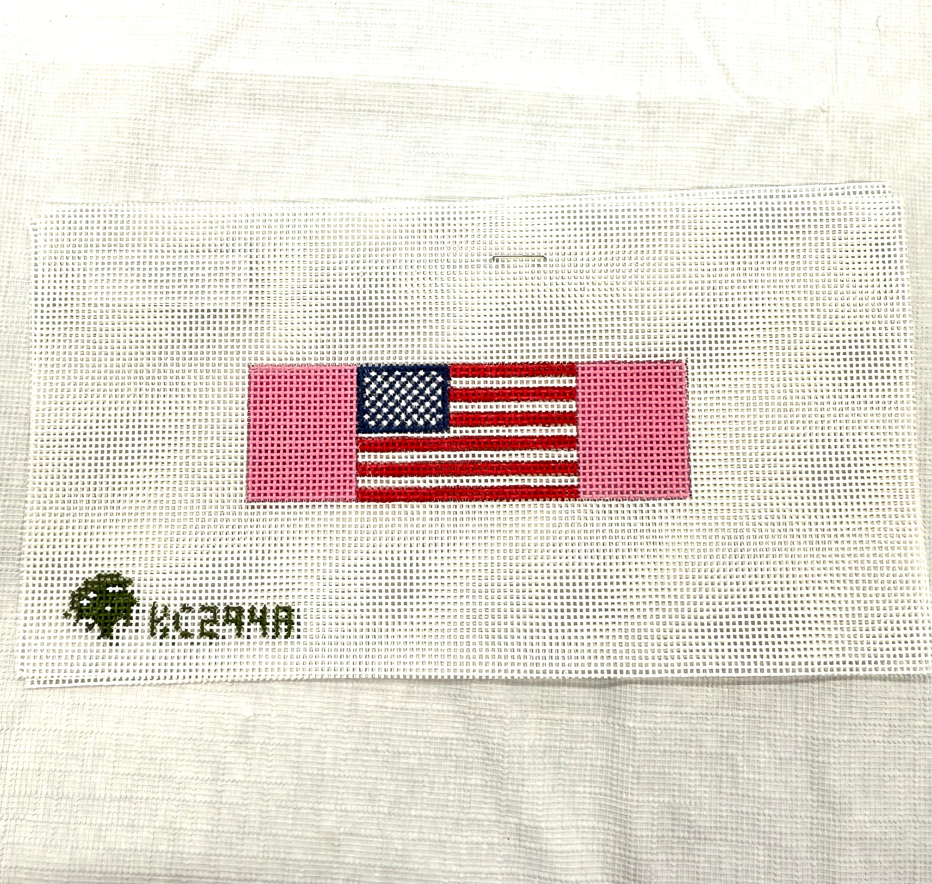 American Flag - Pink Keychain Canvas