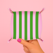 Pink + Green Stripe Snap Trinket Tray