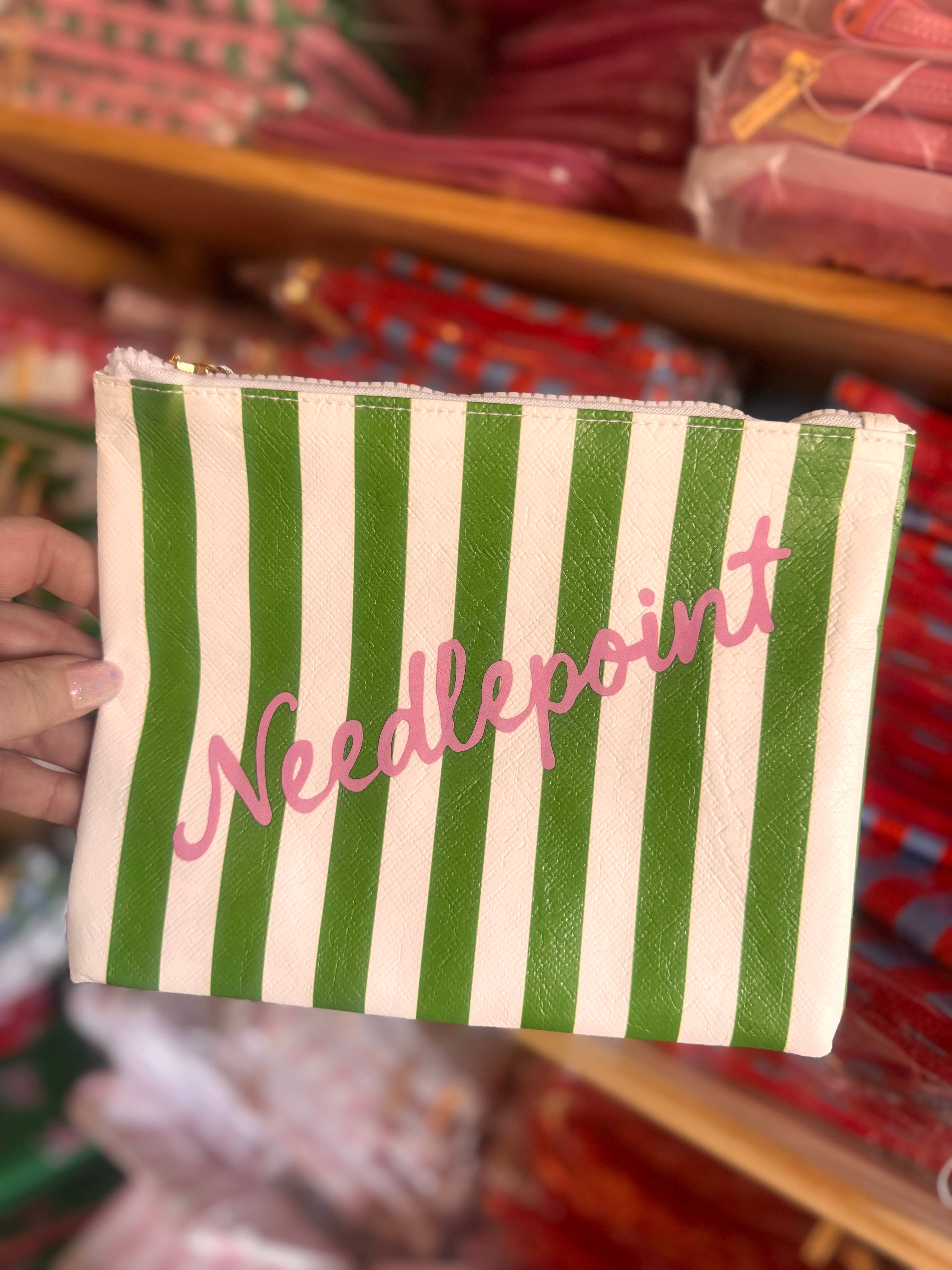Green Stripe Needlepoint Bag Tyvek