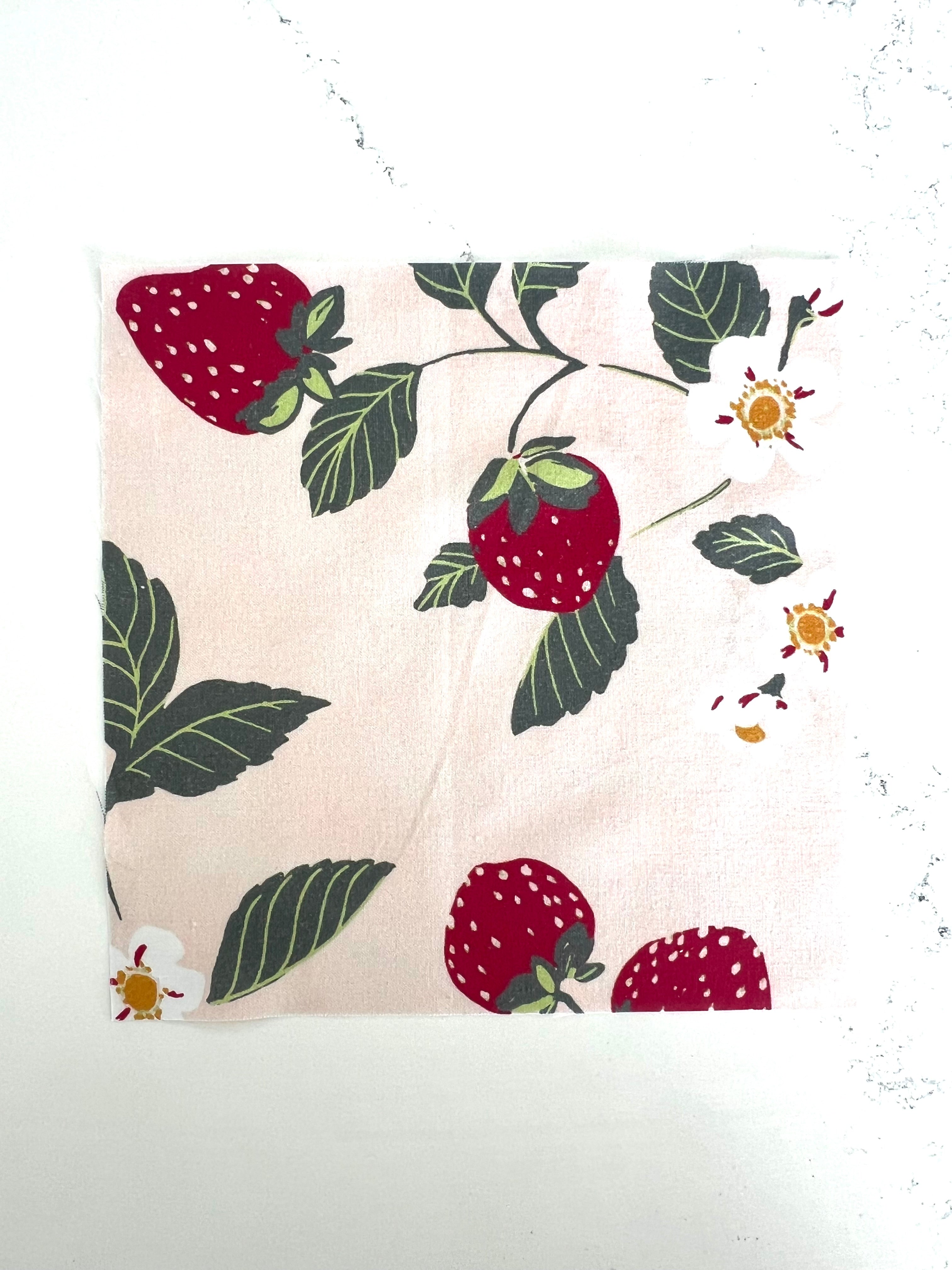 Large Strawberry Print 8x8 Fabric Square