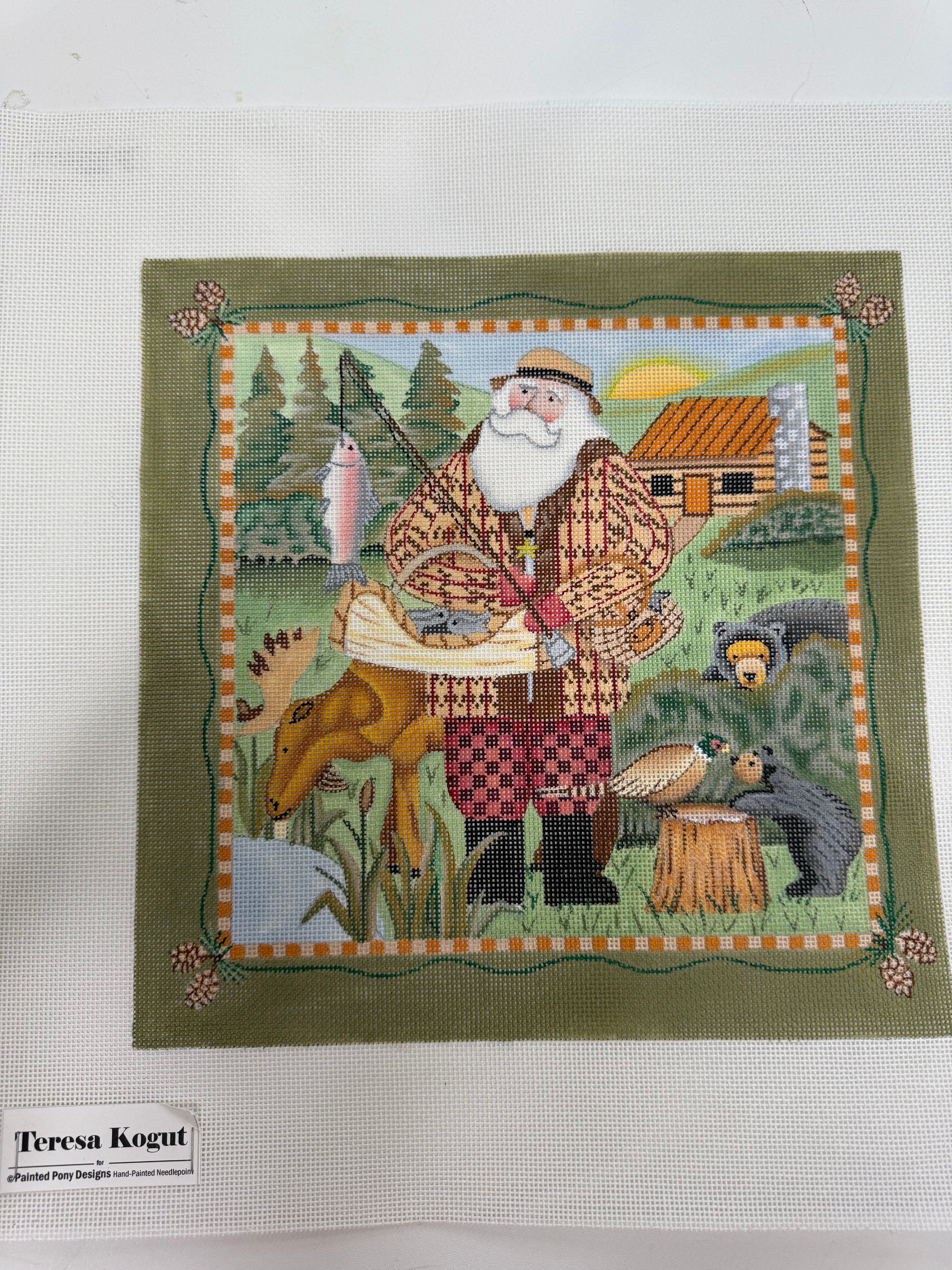 Woodlands Santa Fishing Canvas