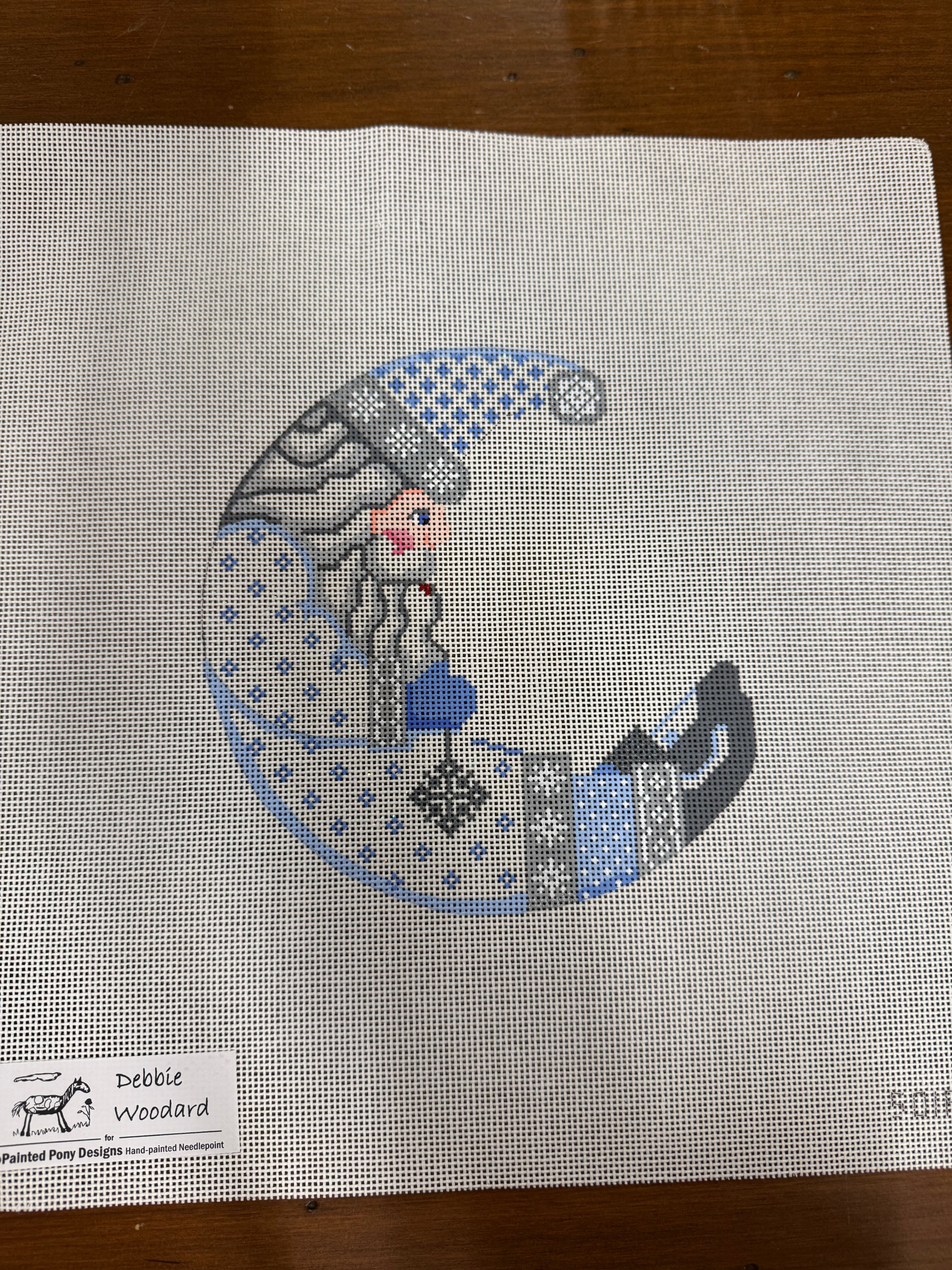 Blue Santa Crescent Shape Canvas
