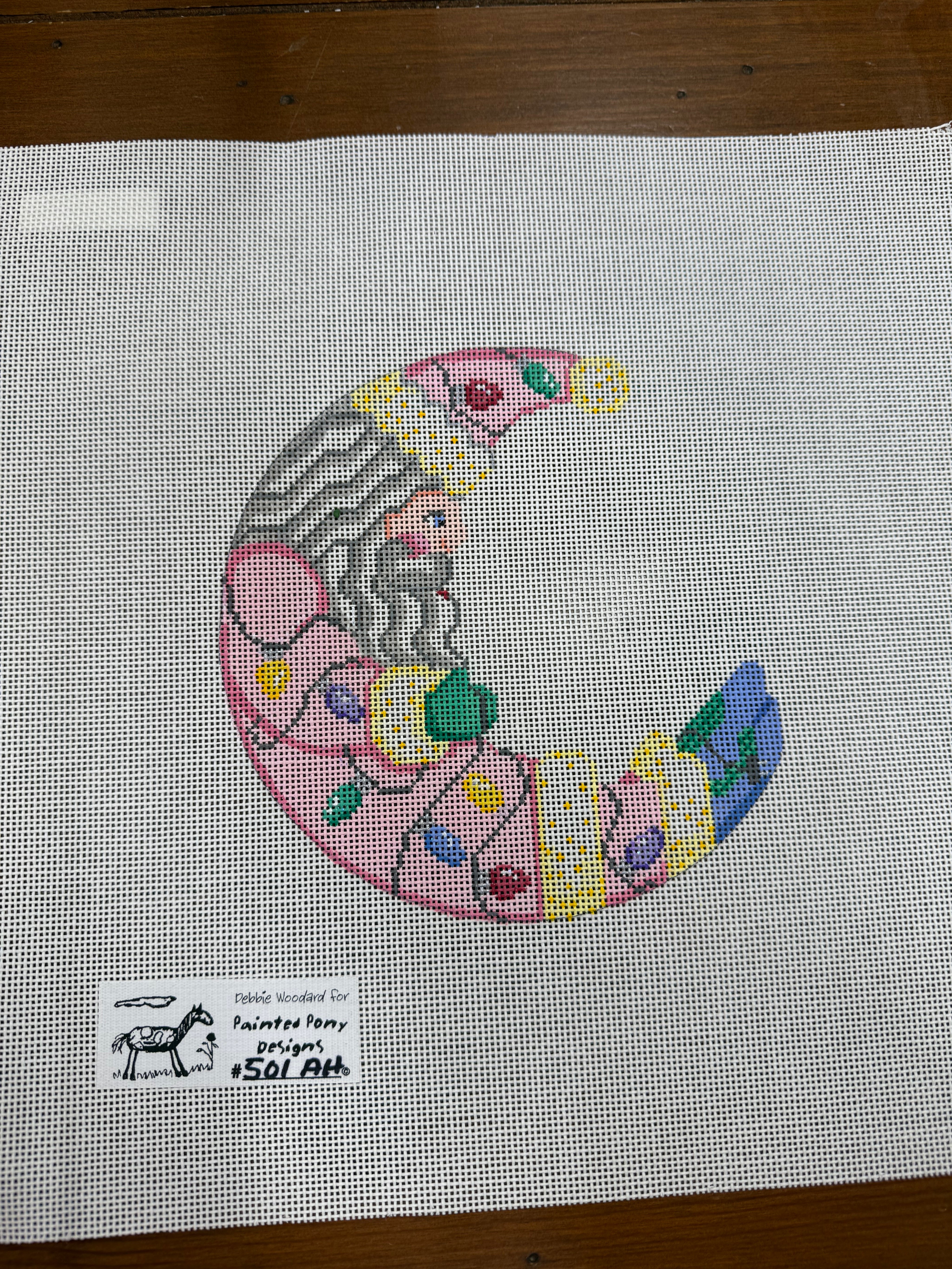 Pink Santa Crescent Shape Canvas