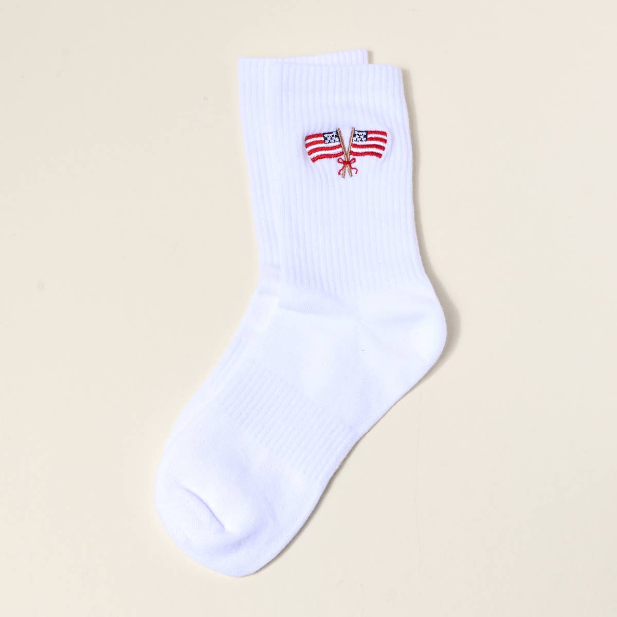 Embroidered Crew Socks–American Flags