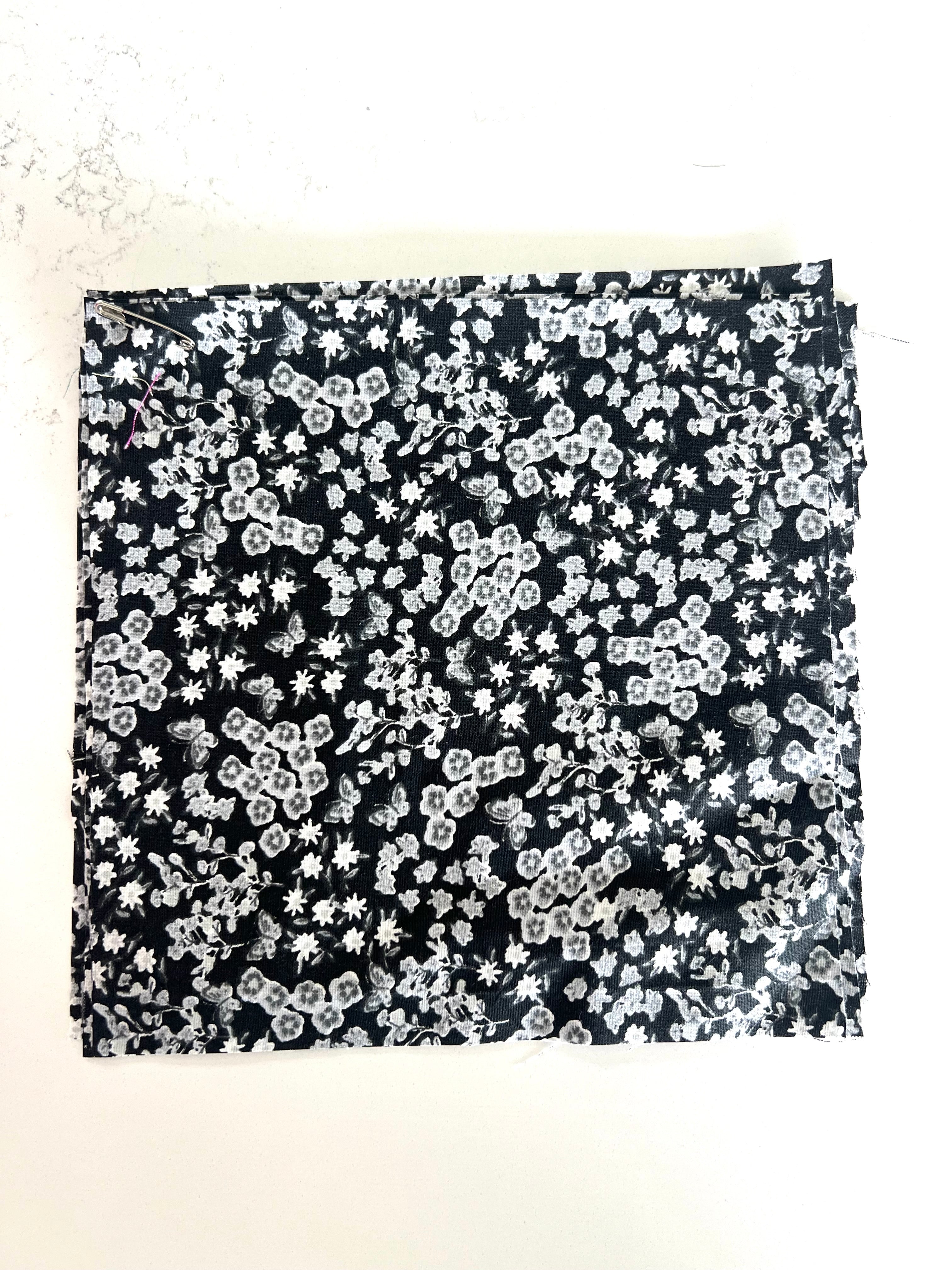 Black Grey Floral 8x8" Fabric Swatch