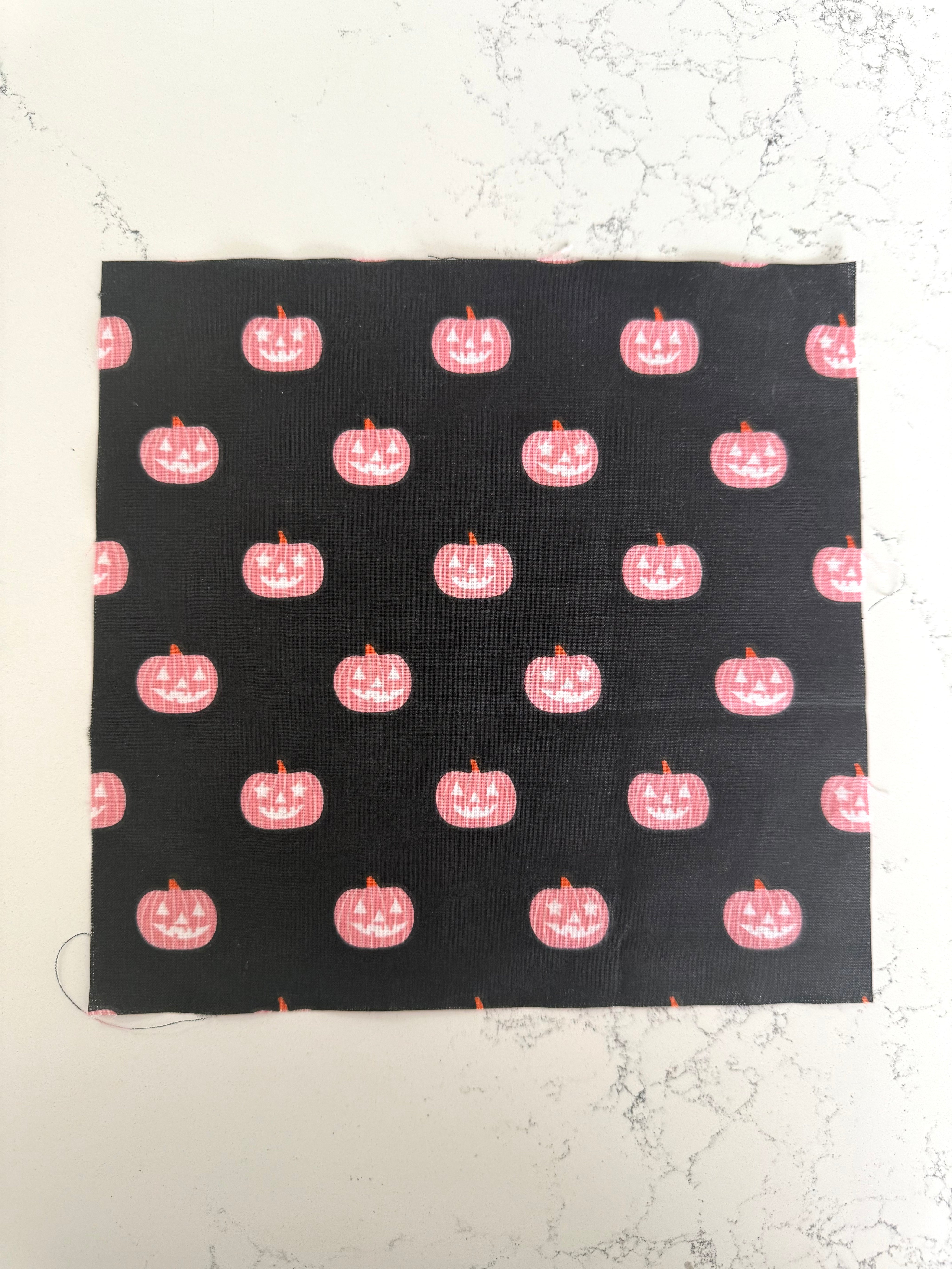 Pink Pumpkin Print 8x8 Fabric Square