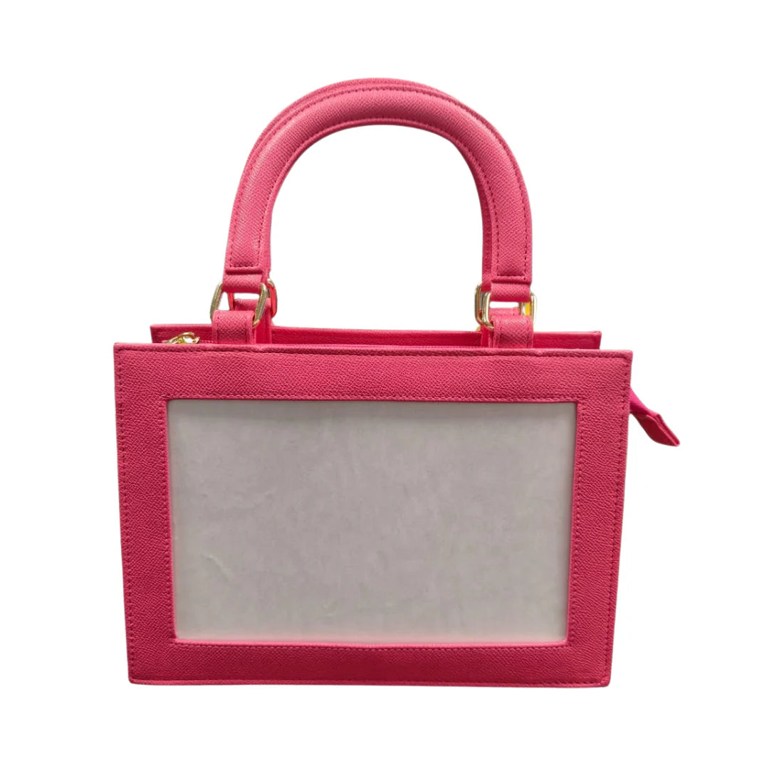 Hot Pink Needlepoint Self-Finishing Leather Purse