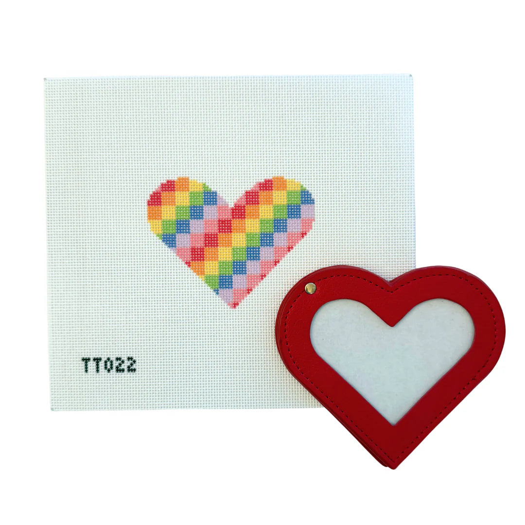 Rainbow Checkered Heart Canvas