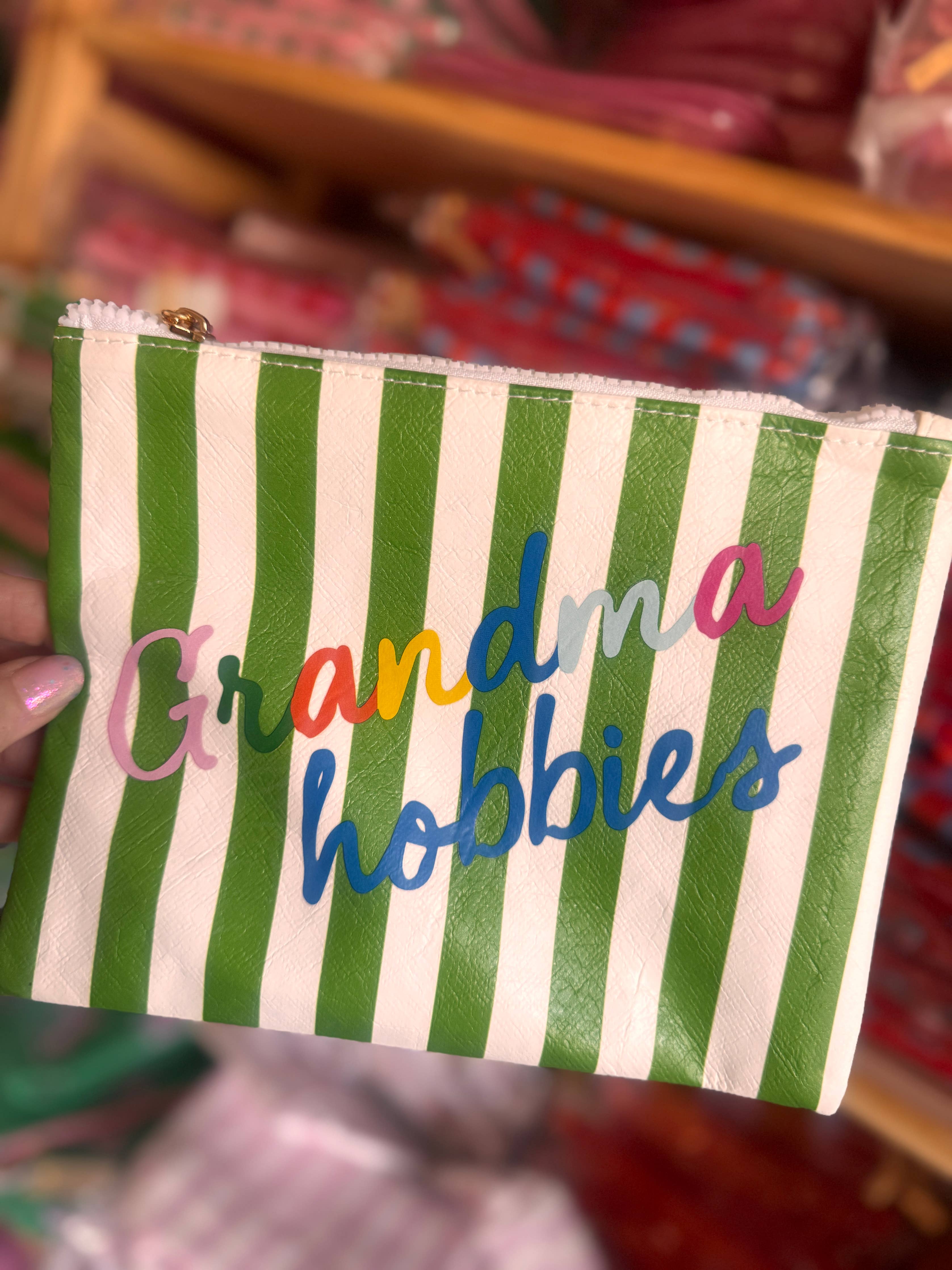 Grandma Hobbies Stripe Needlepoint Bag