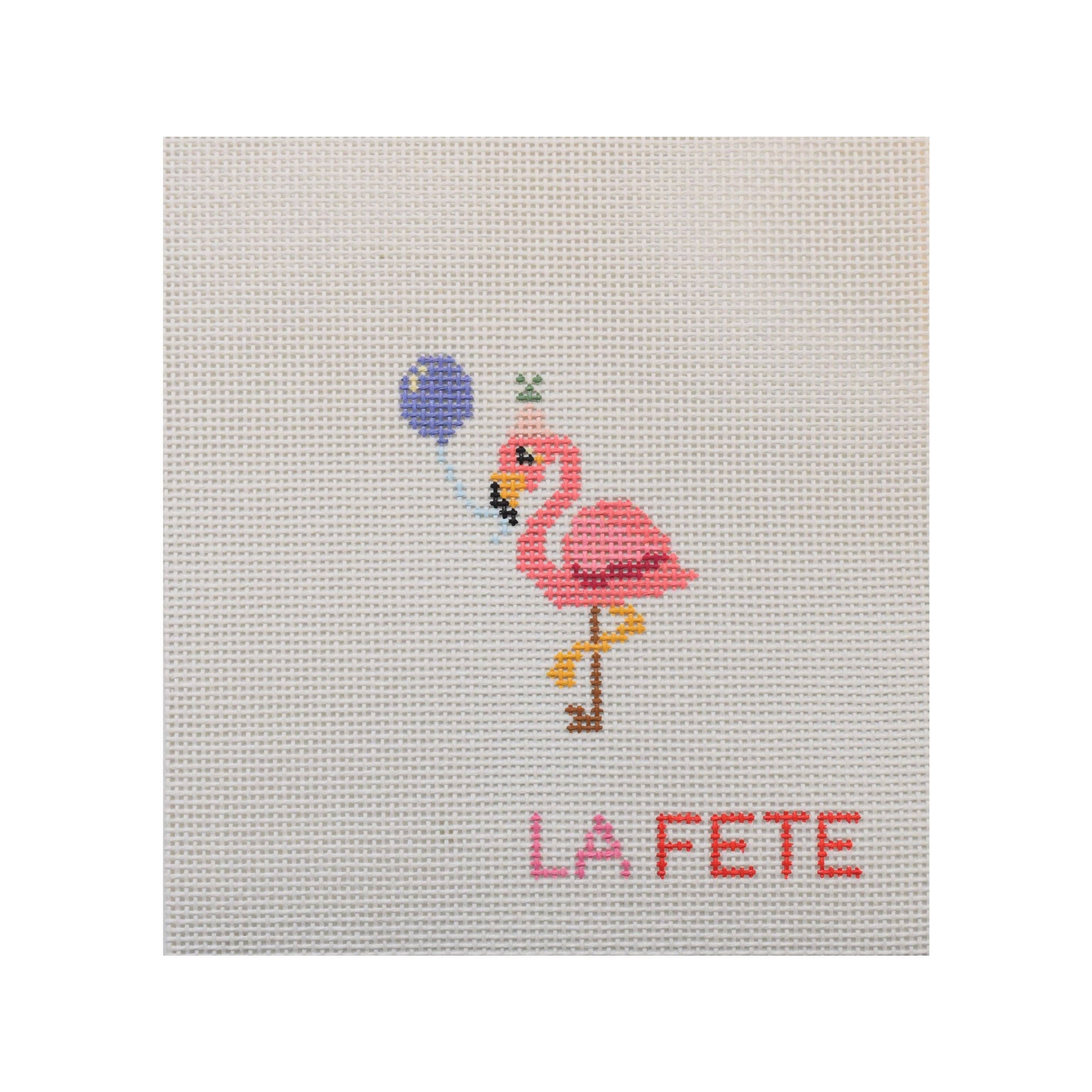 Party Animals - Flamingo Hand Painted Needlepoint Canvas