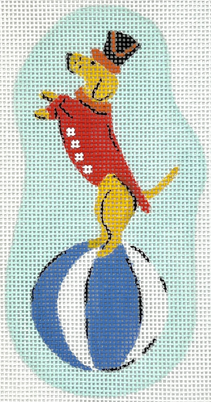 Circus Dog – Terrier Standing on Beach Ball Canvas