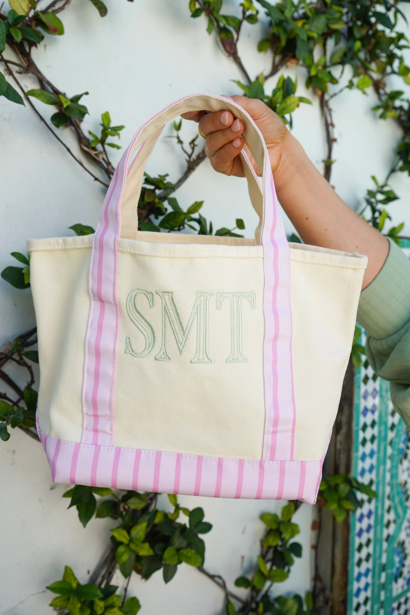 Mini Canvas Tote – Flamingo Pink Stripe