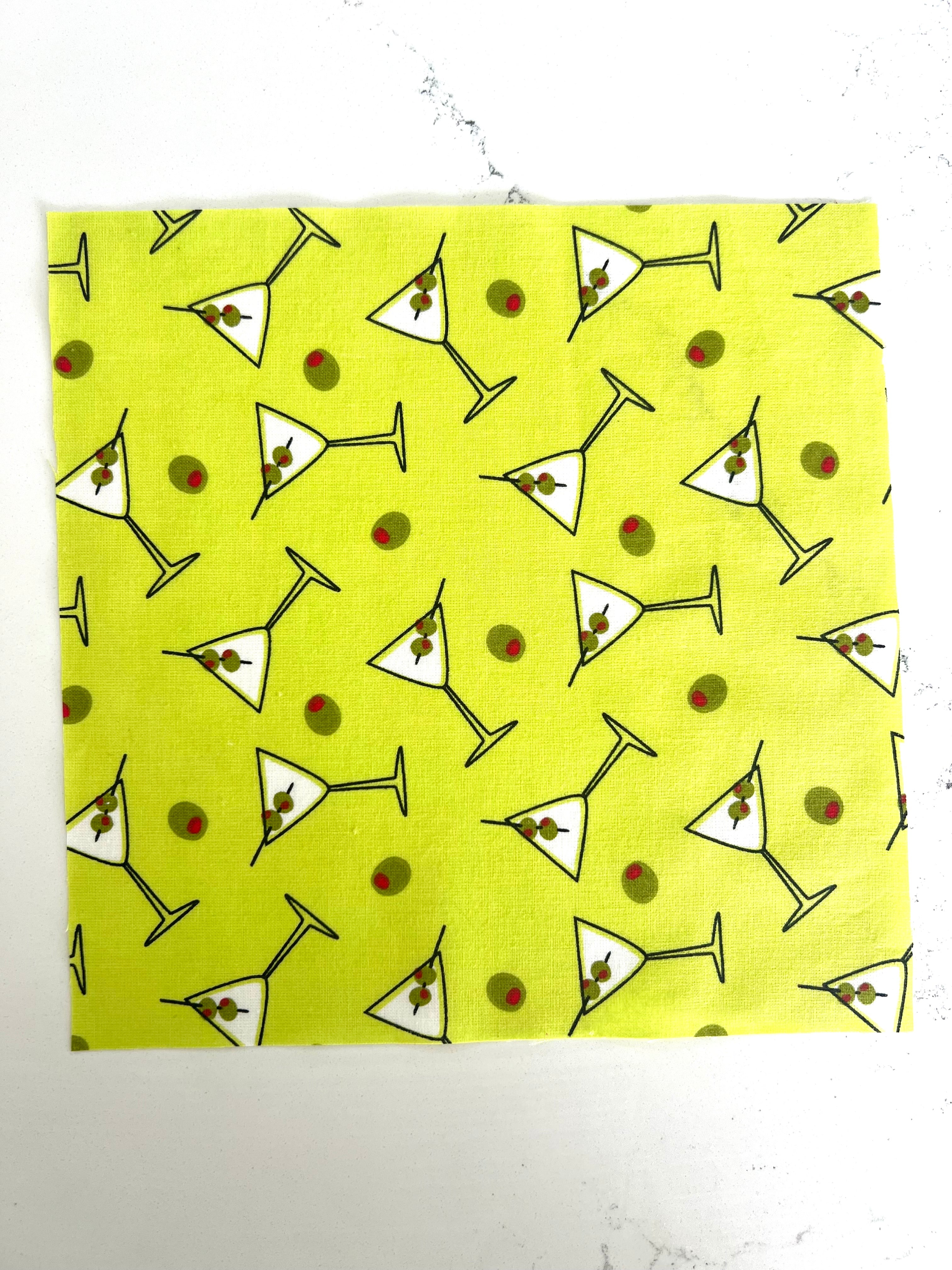 Dirty Martini Print 8x8 Fabric Square