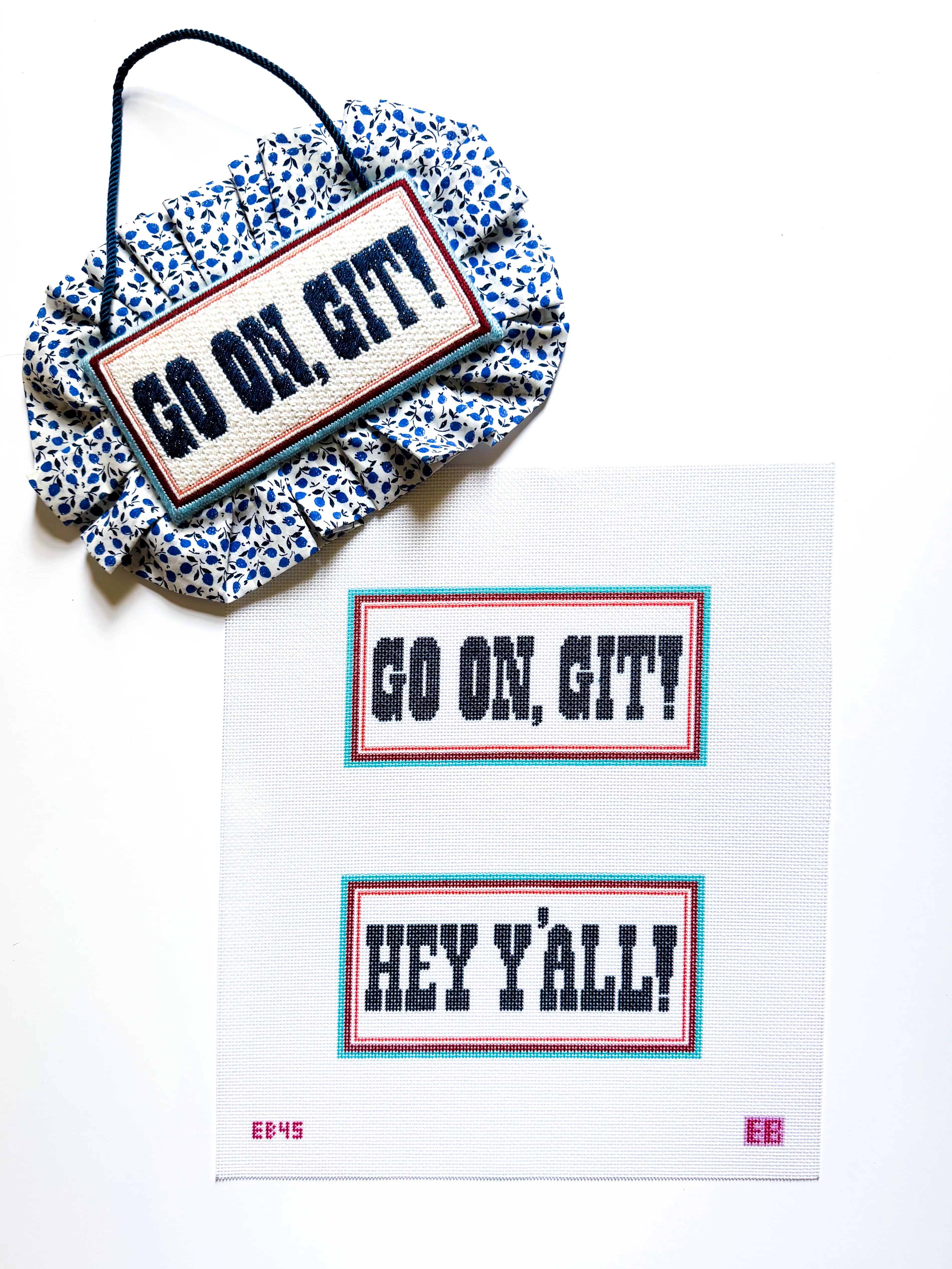 Hey Y'all & Go On Git Two Sided Sign Canvas