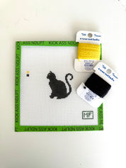 Mini Sitting Black Cat Canvas