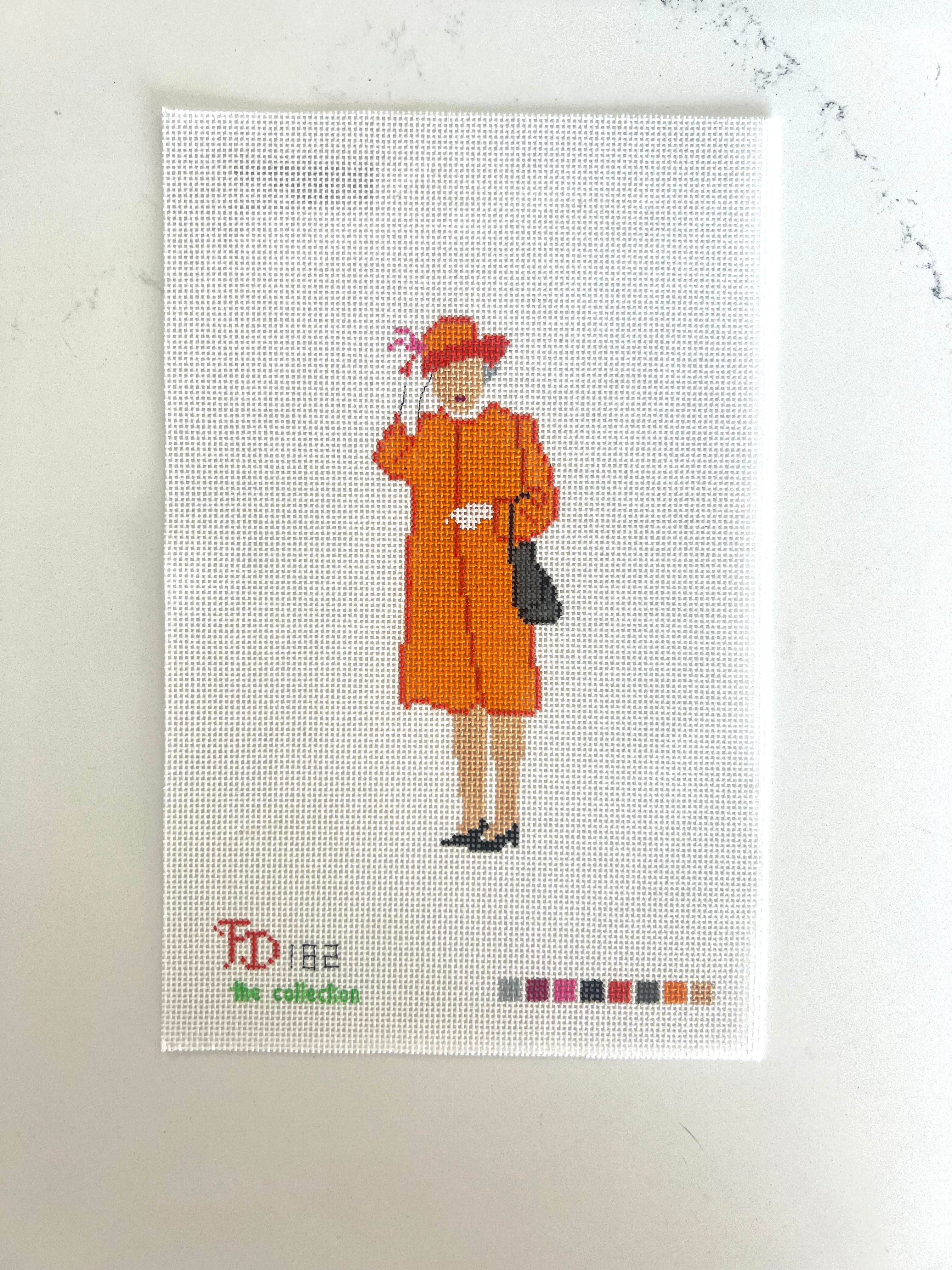 Queen Elizabeth Waving in Orange Canvas