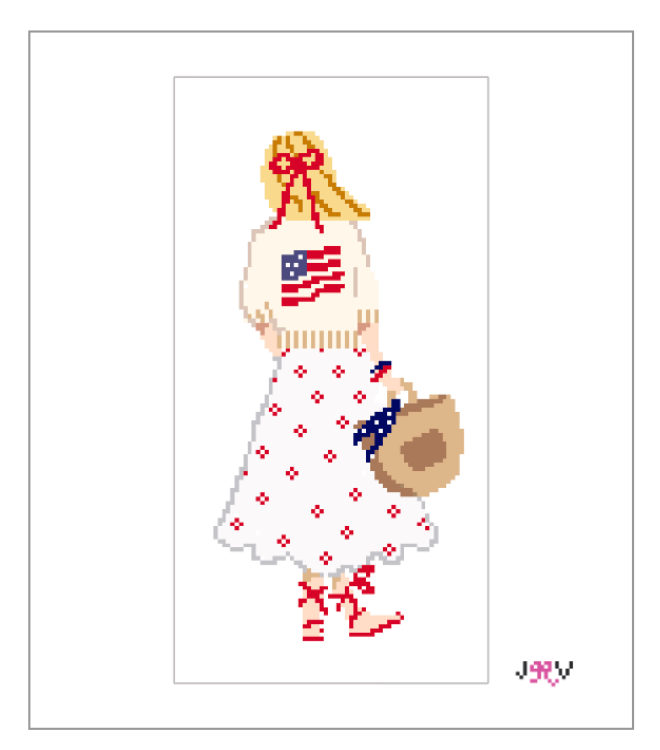Flag Girl Needlepoint Canvas
