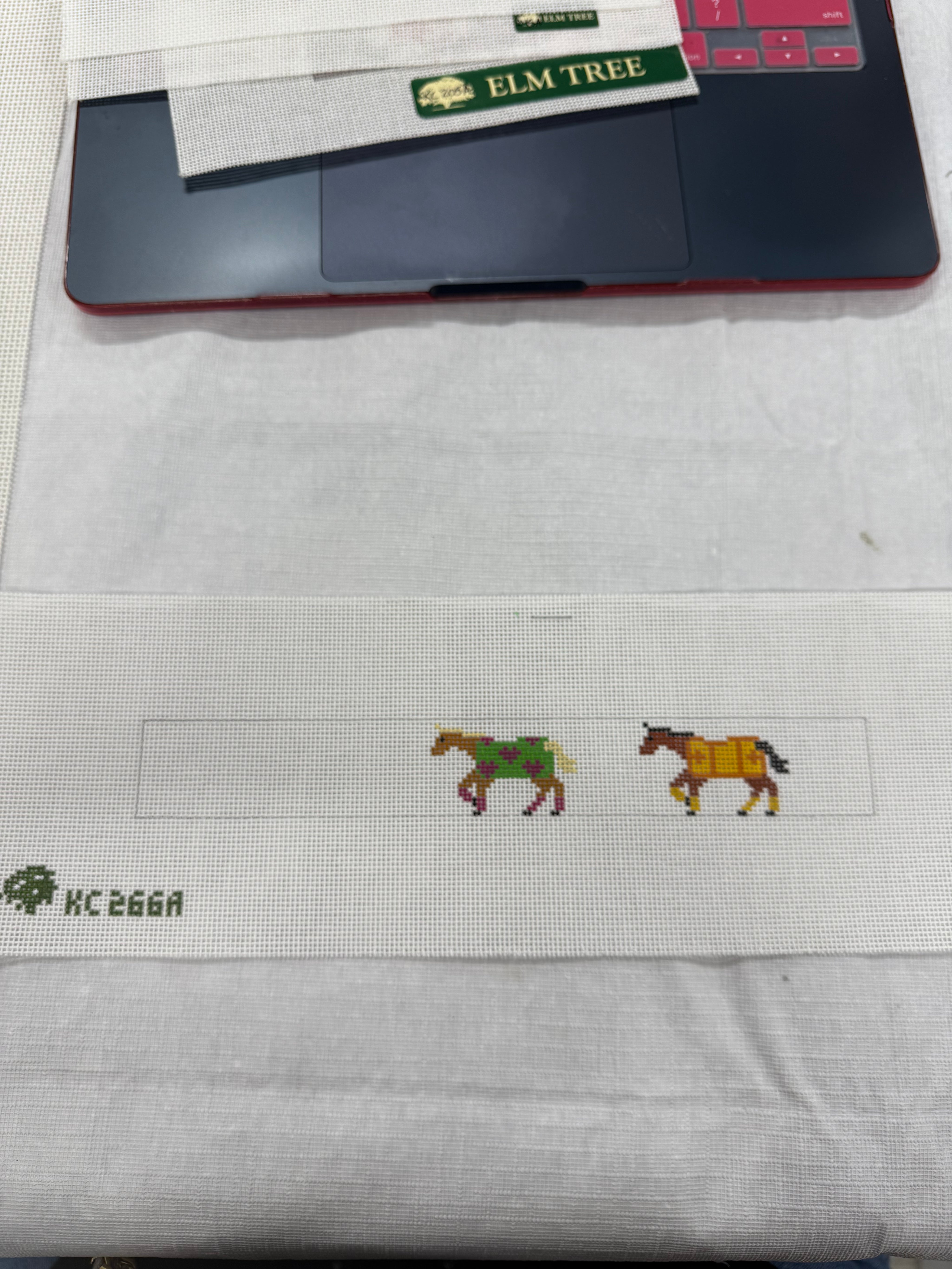 Horses & Blankets - Room for Initials Loop Keychain Canvas