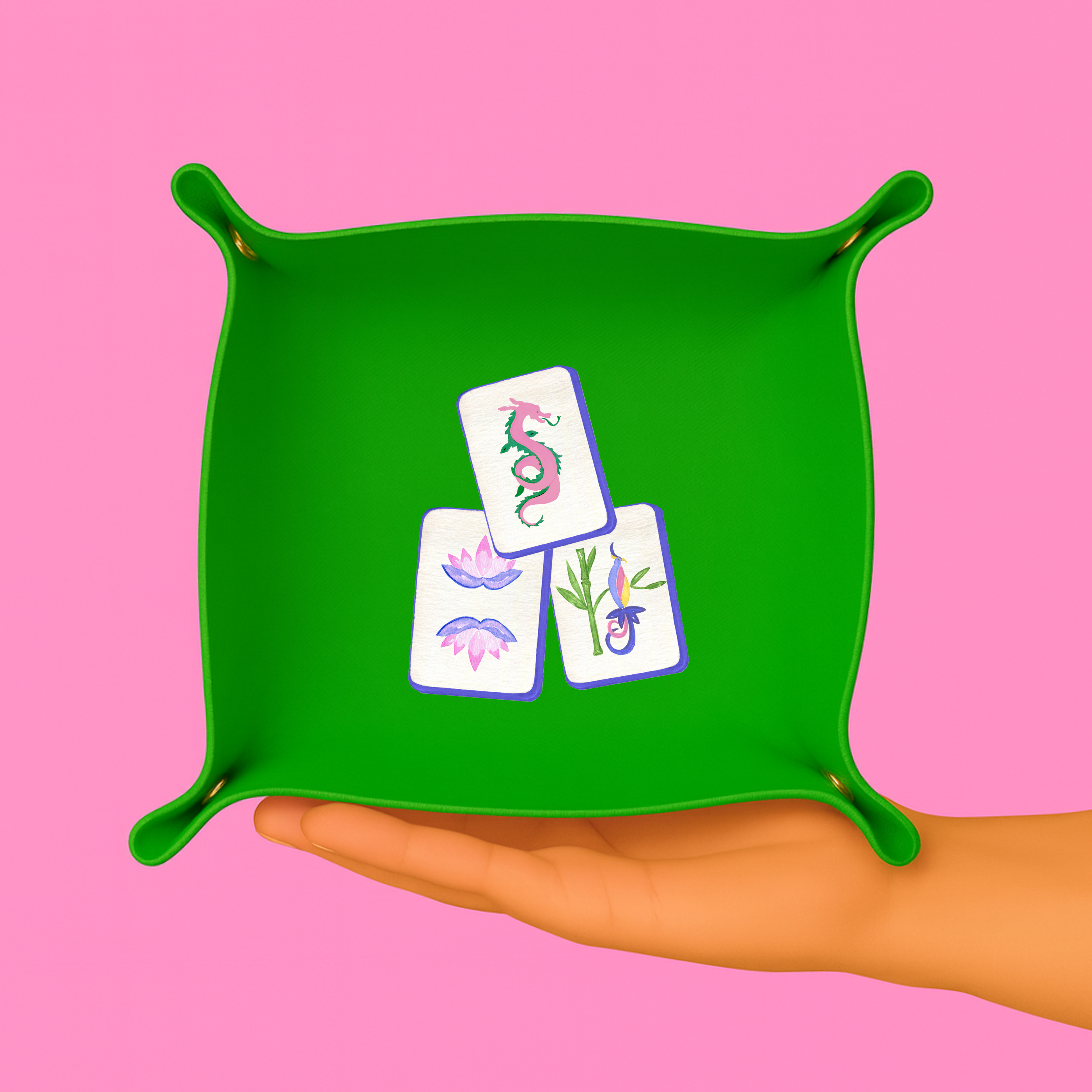 Green Mahjong Tile Trinket Tray