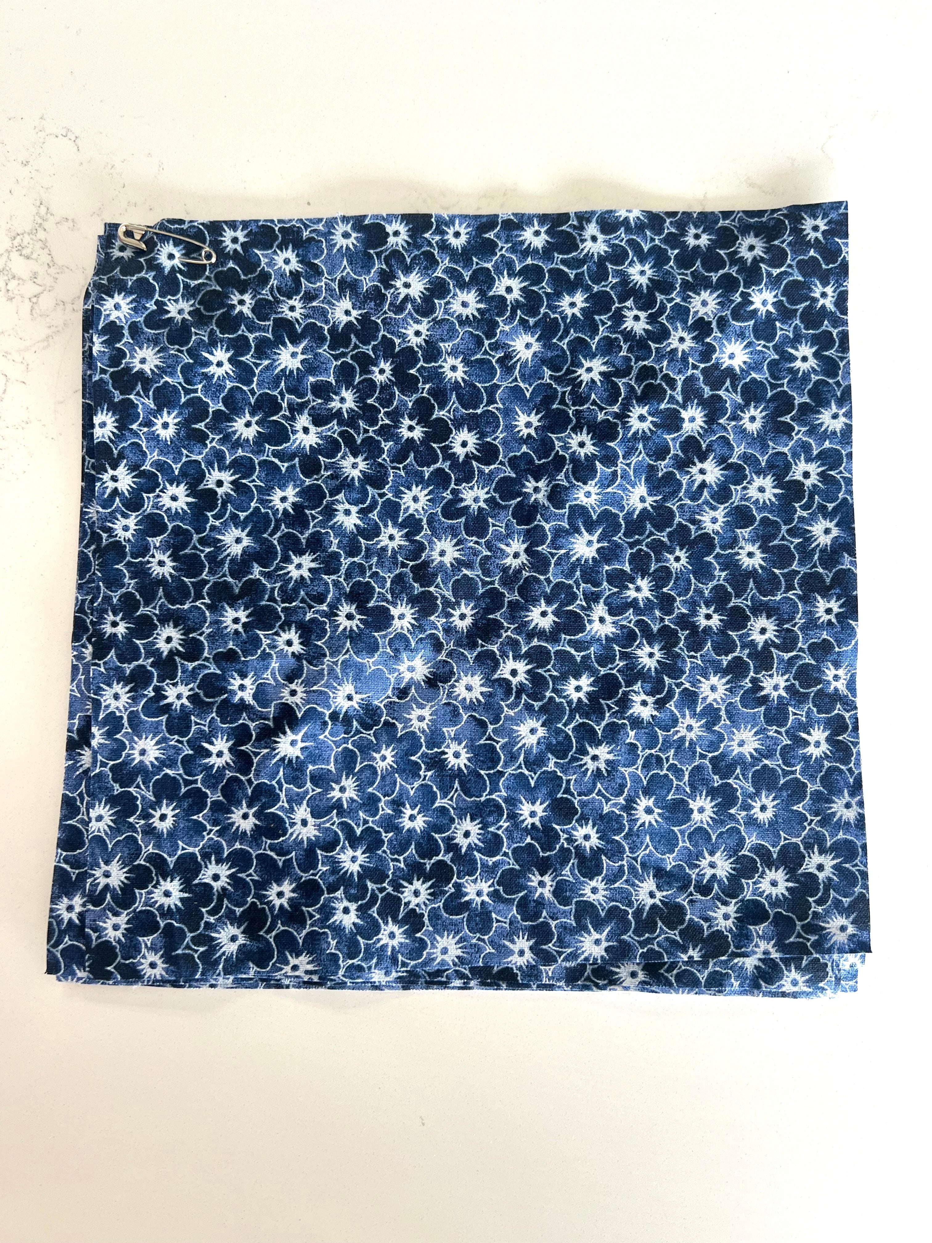 Dark Blue Floral Print 8x8" Fabric Swatch