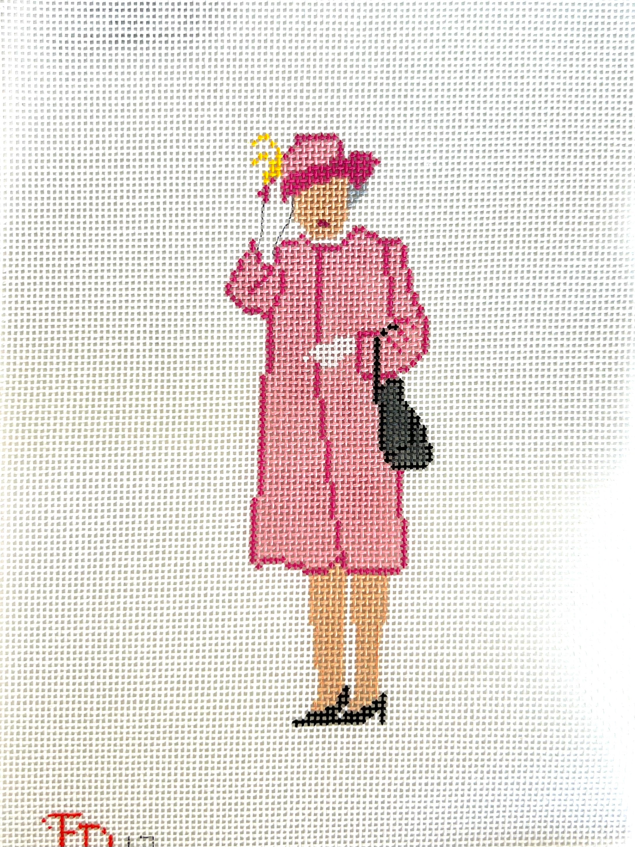 Queen Elizabeth Waving in Pink Canvas