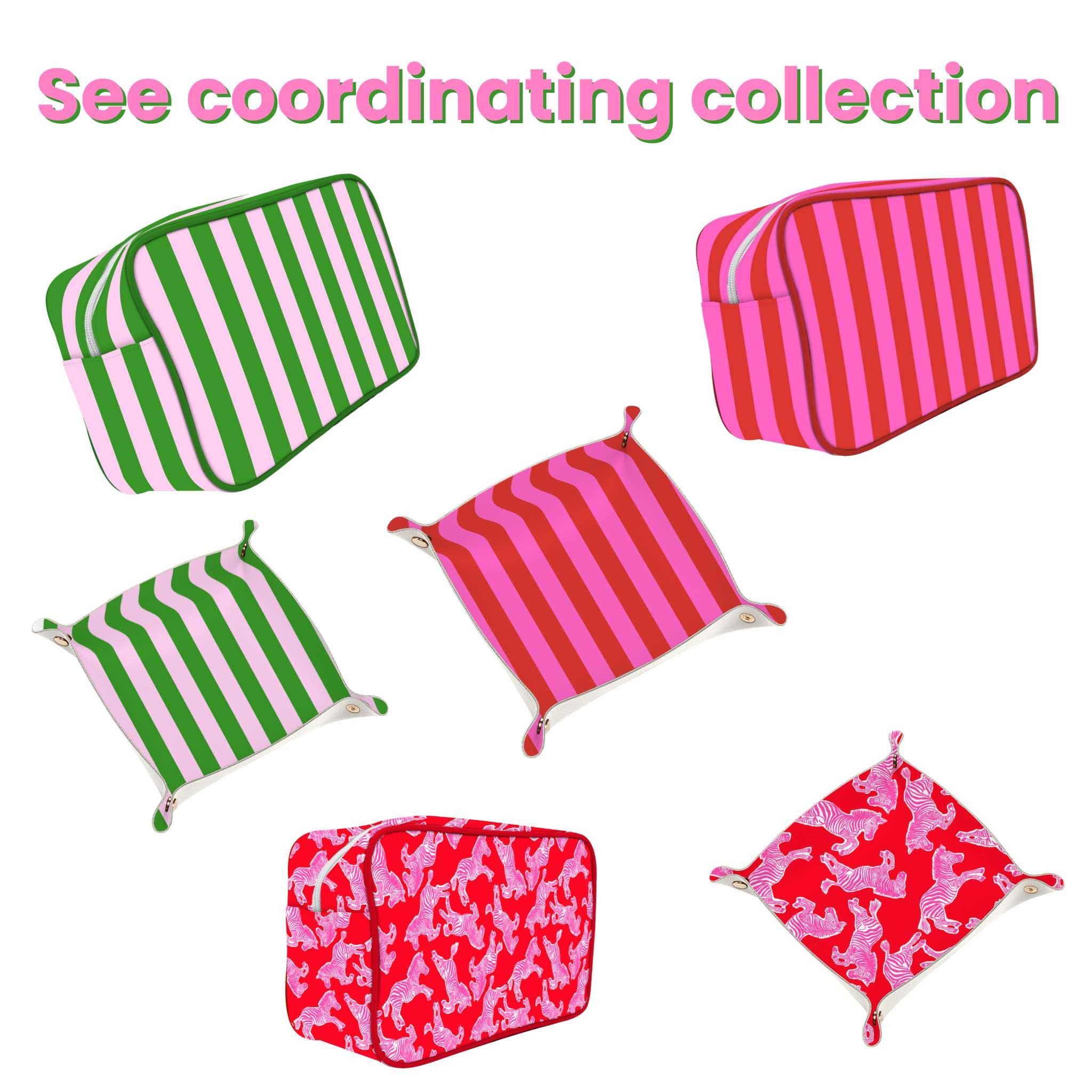 Pink + Green Stripe Snap Trinket Tray