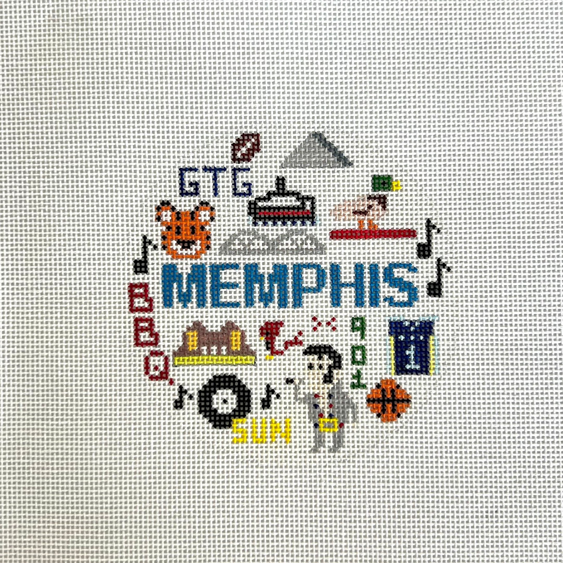 Memphis Travel Round Canvas