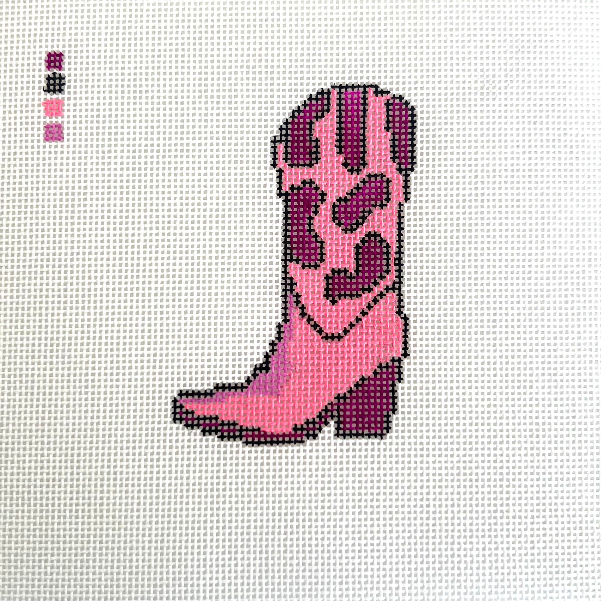 Cow Print Pink Cowboy Boot Canvas