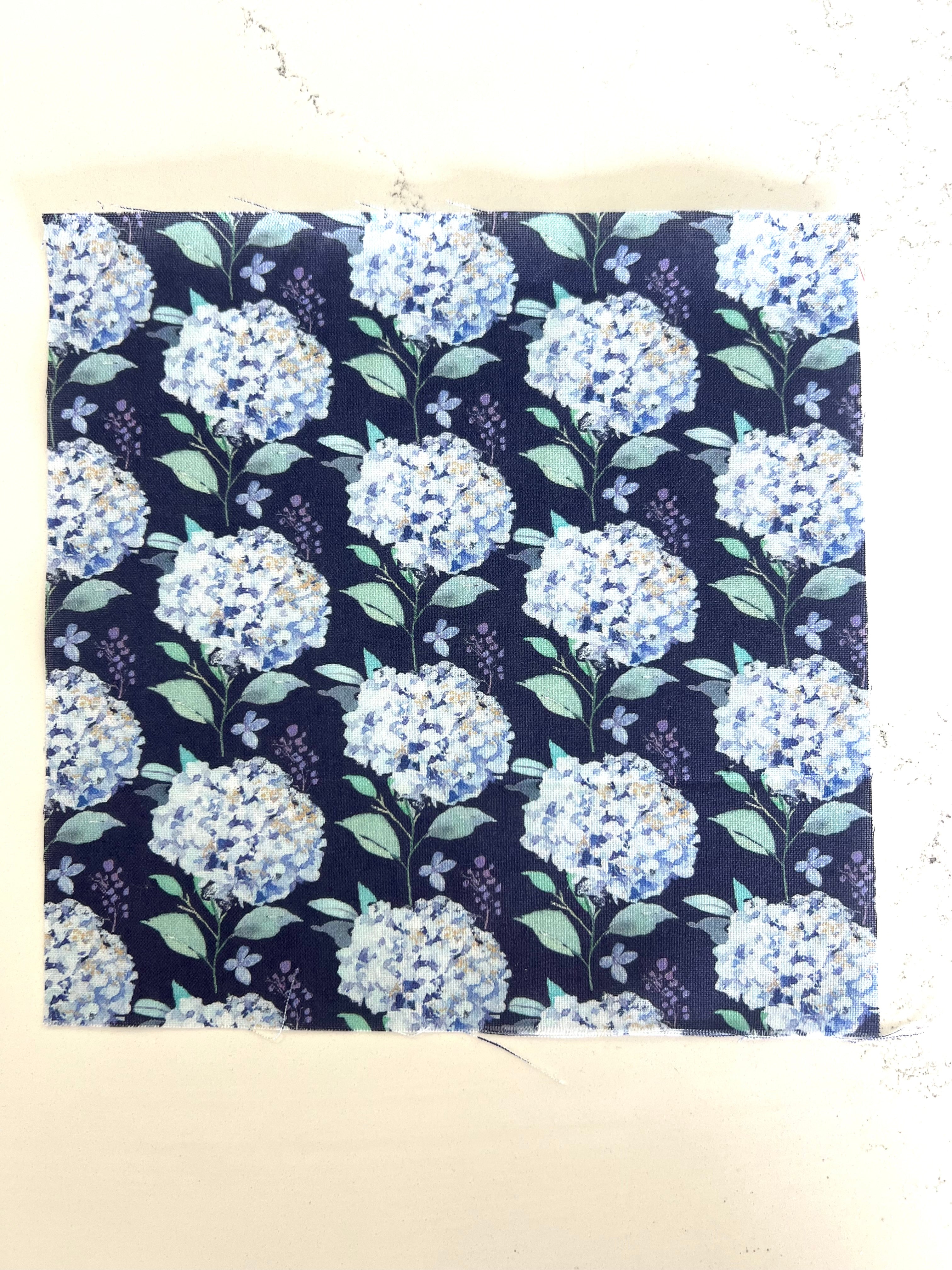 Blue Hydrangea Print 8x8 Fabric Square