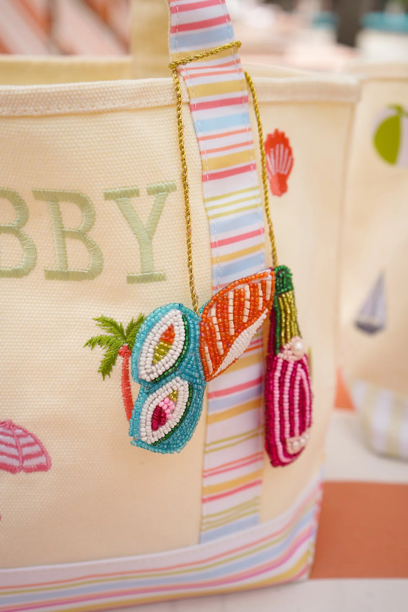Champagne + Sushi Beaded Bag Charm