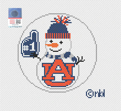 Auburn Snowman 4 inch round Canvas