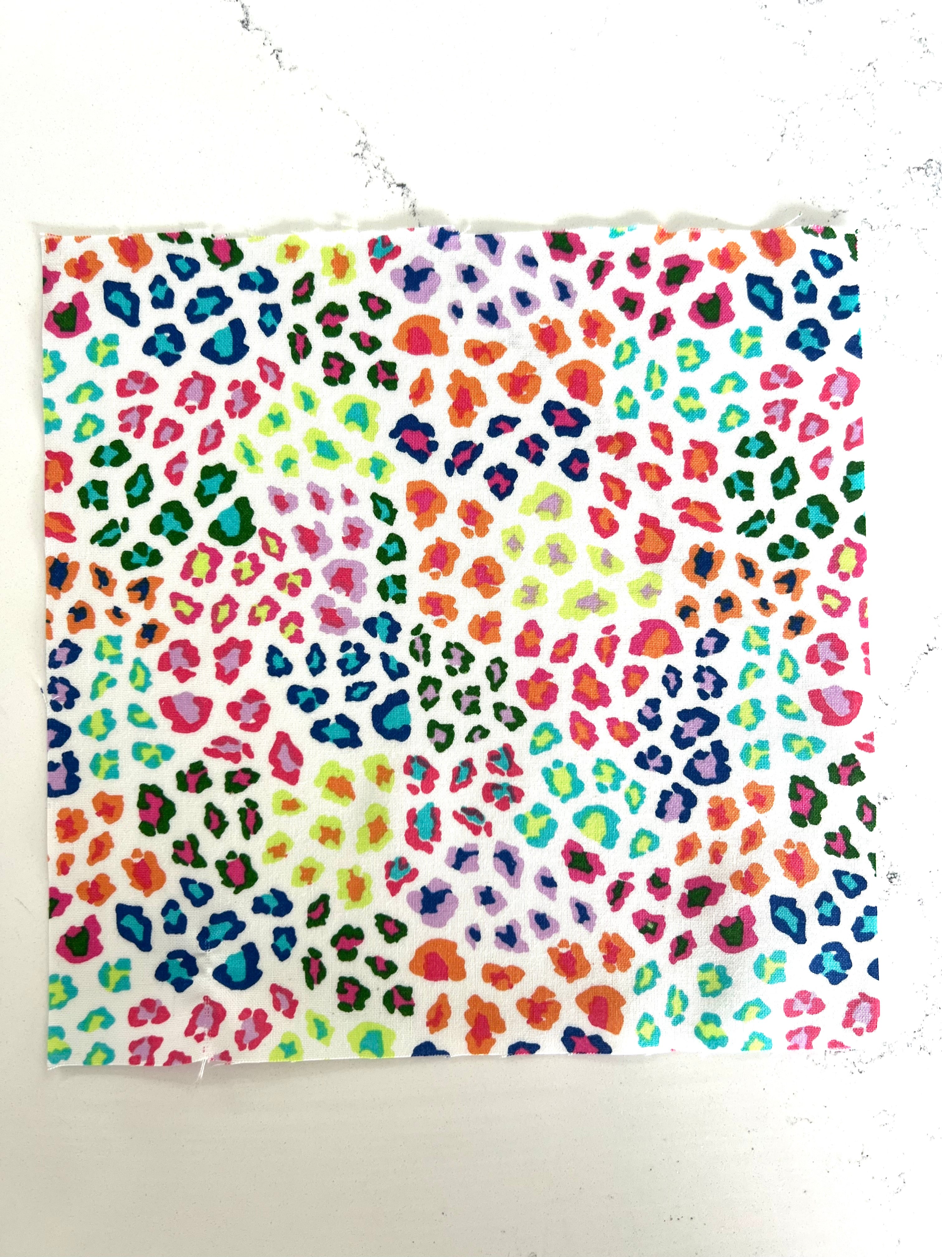 Rainbow Cheetah Print 8x8 Fabric Square