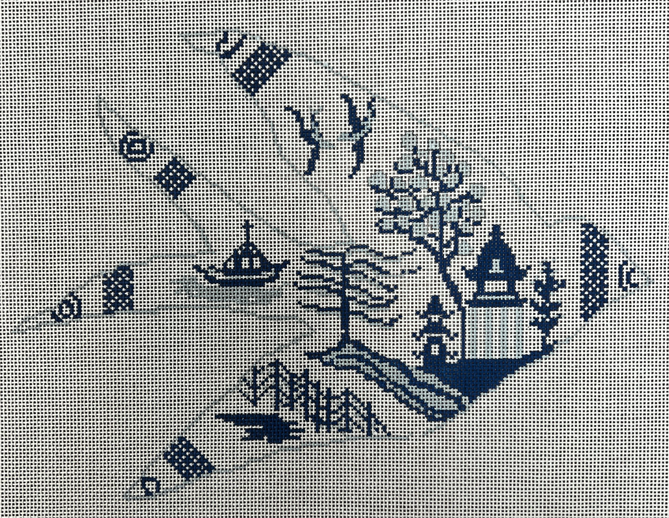 Blue Willow Bird Canvas
