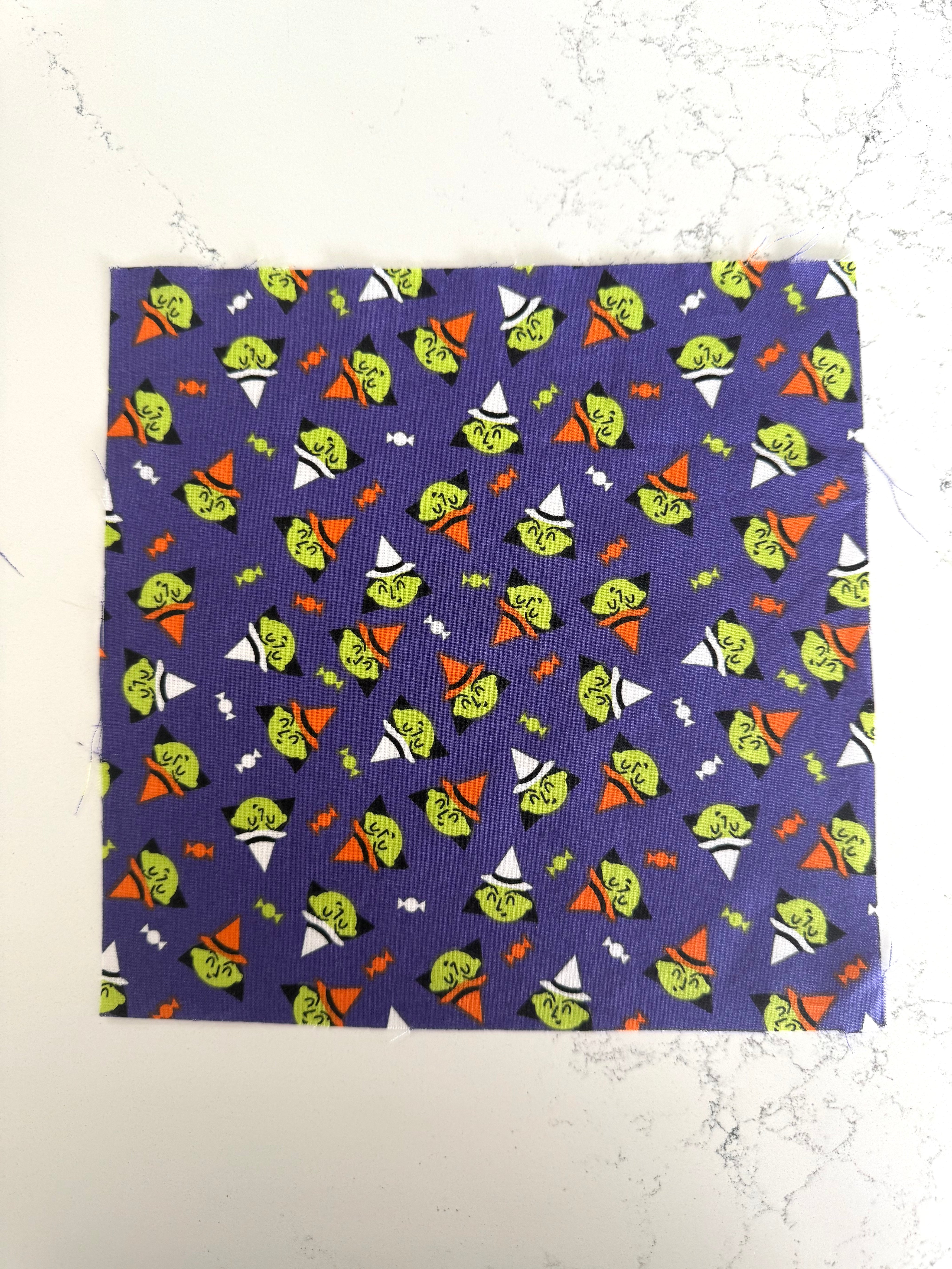 Purple Witch Print 8x8 Fabric Square