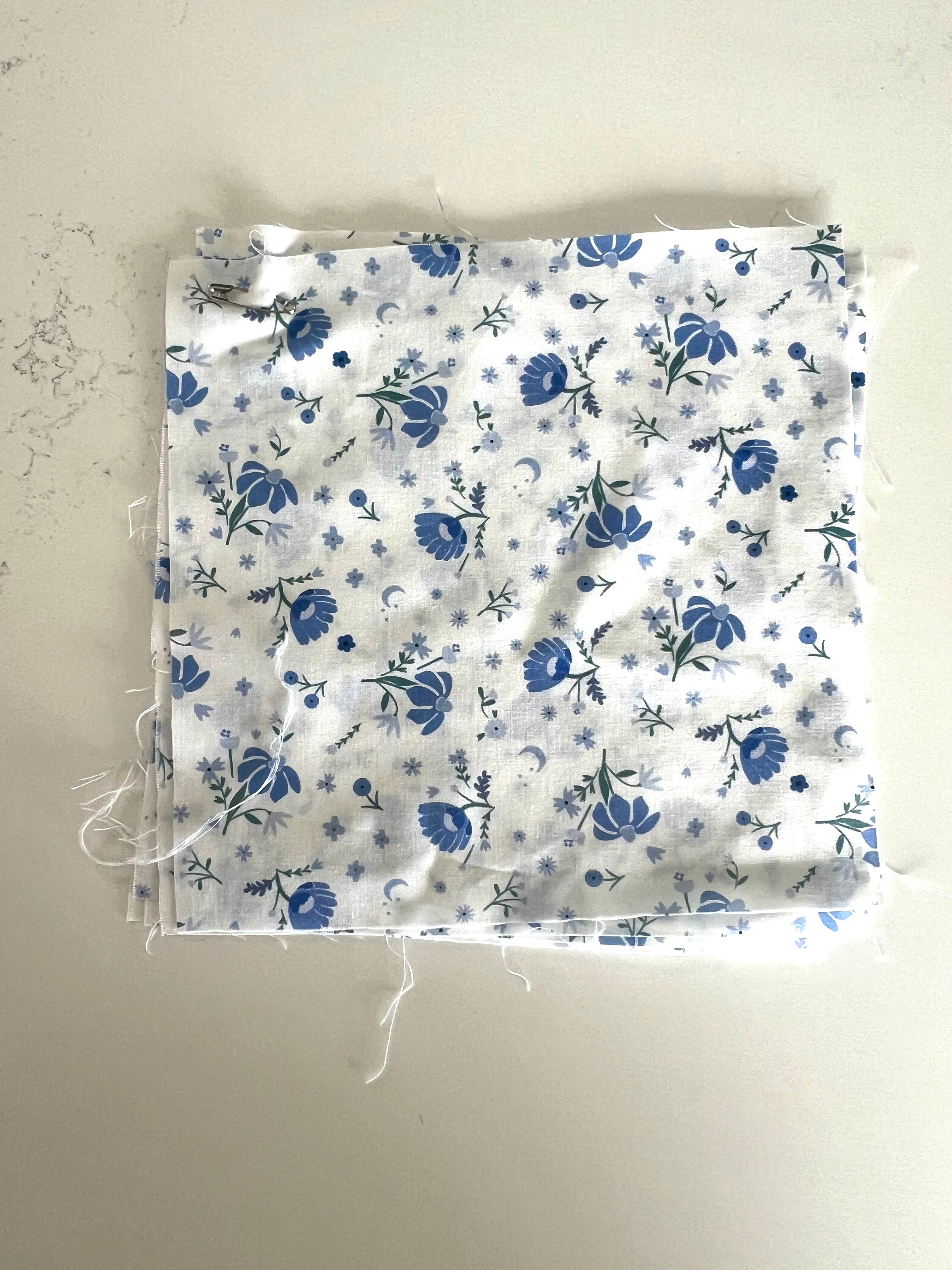 Blue + White Floral Print 8x8" Fabric Swatch