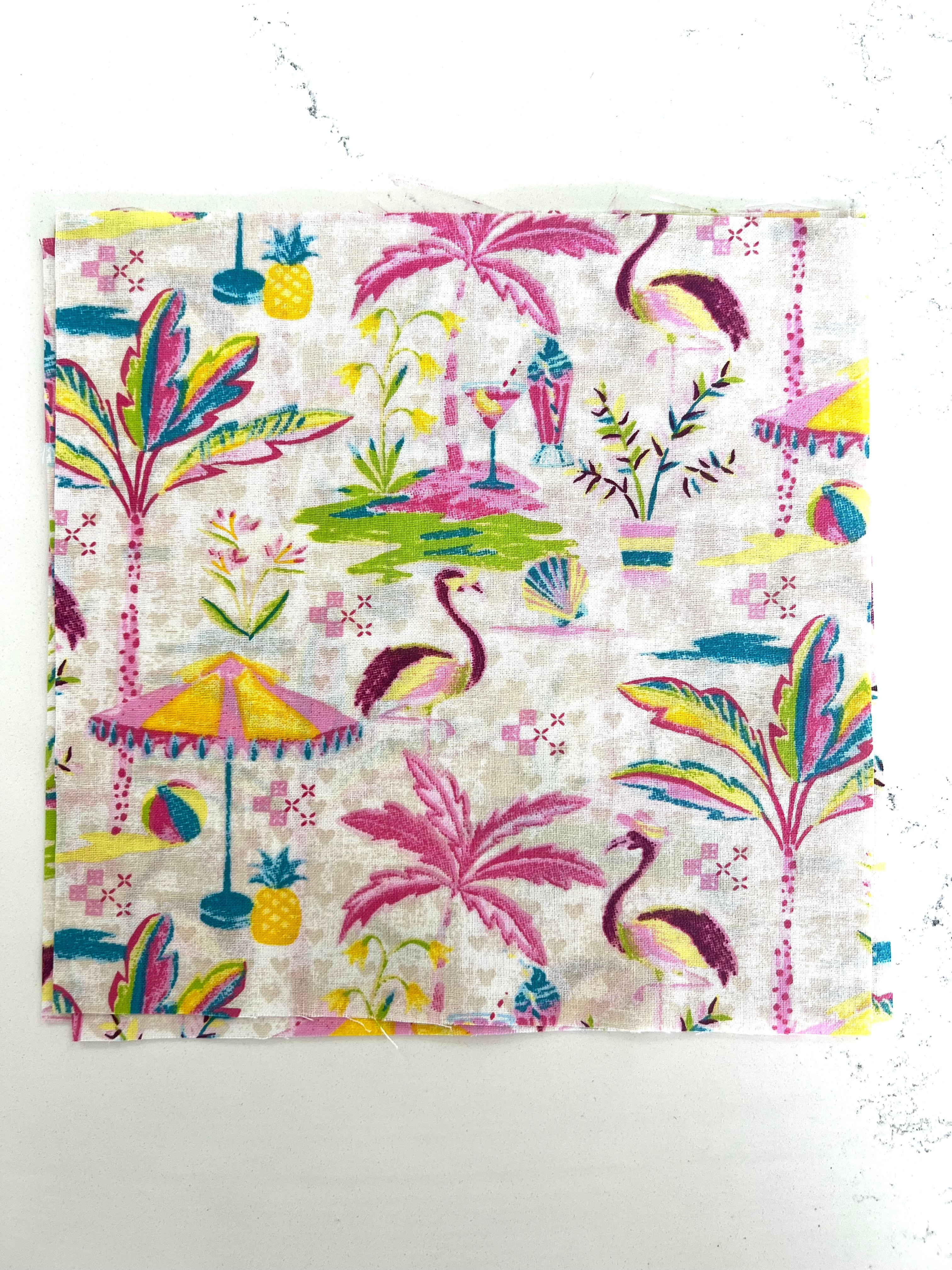 Tropical Colorful Print 8x8 Fabric Square